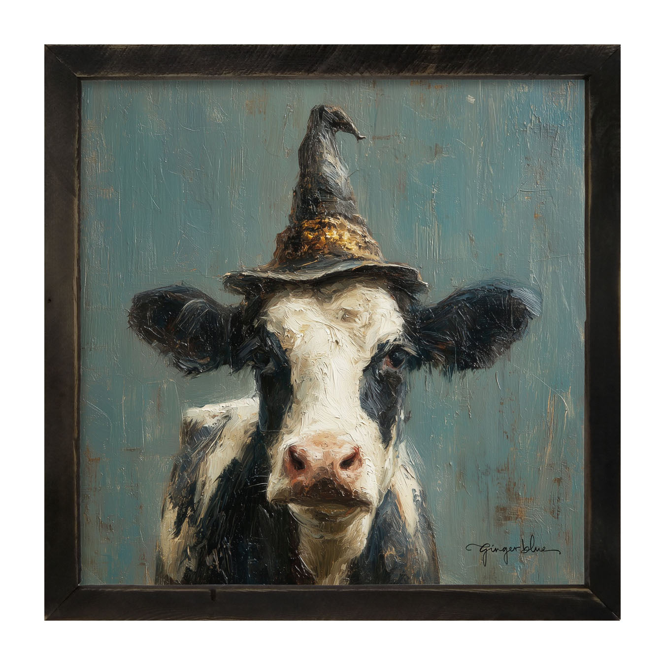 Witch Hat Cow - Framed Art