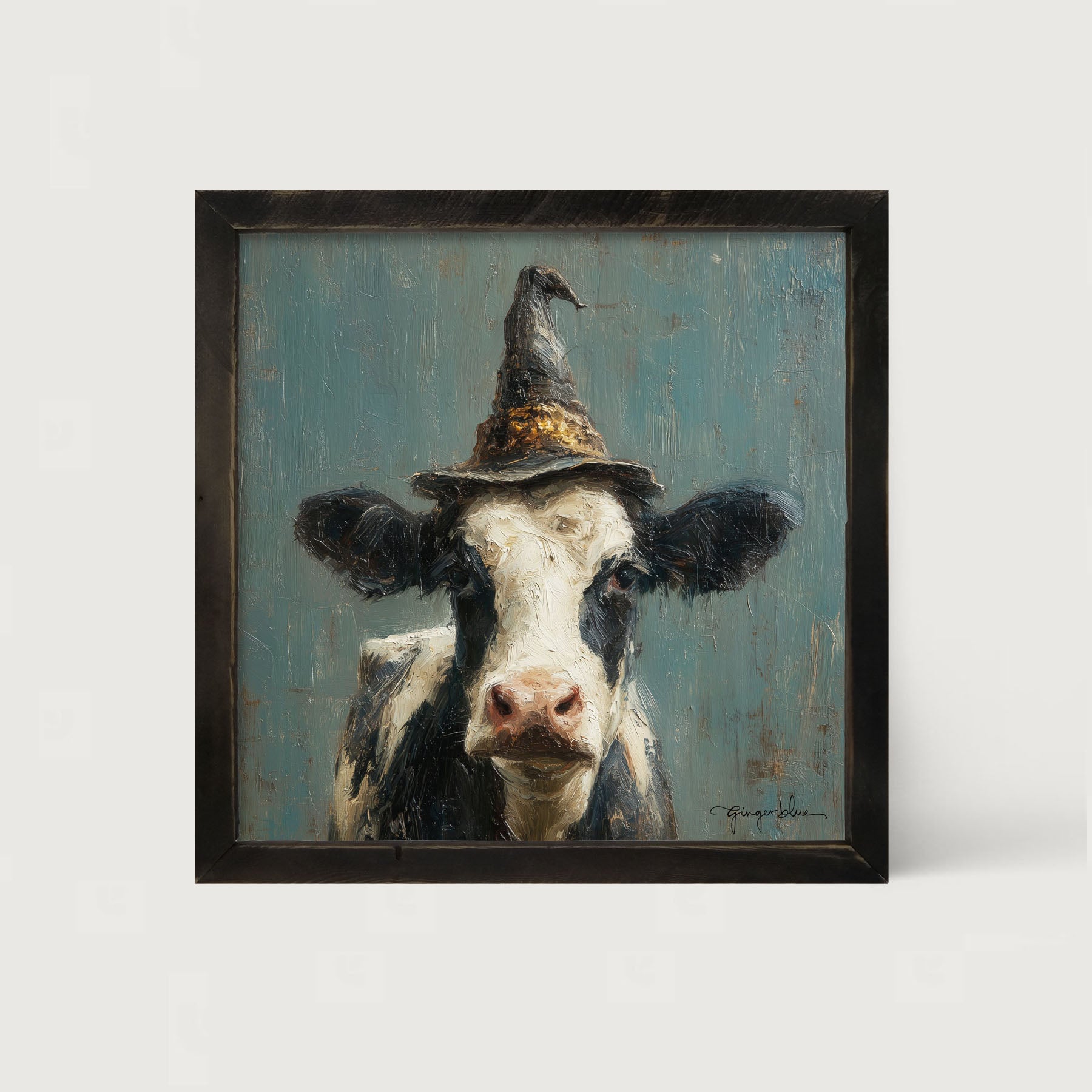 Witch Hat Cow - Framed Art