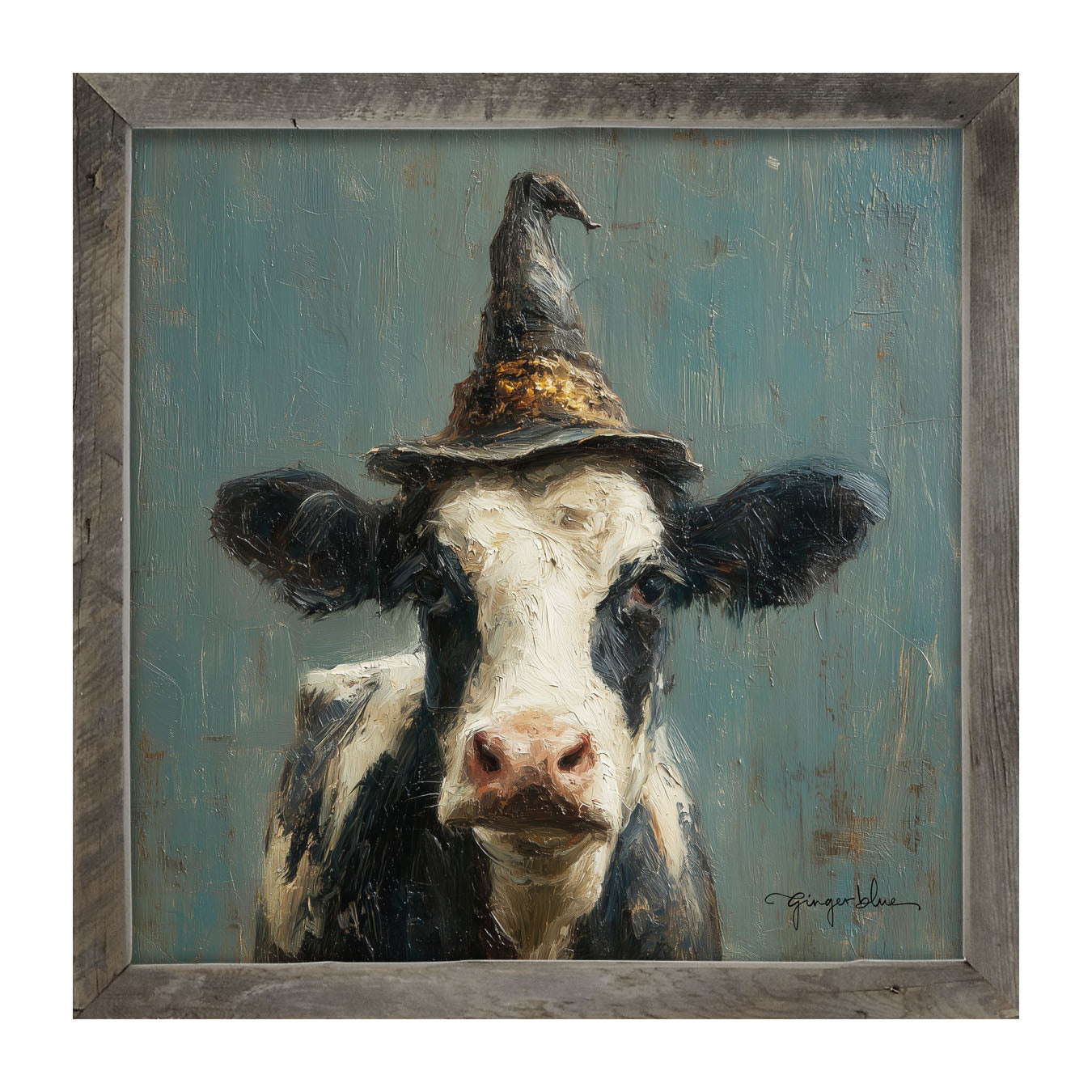 Witch Hat Cow - Framed Art