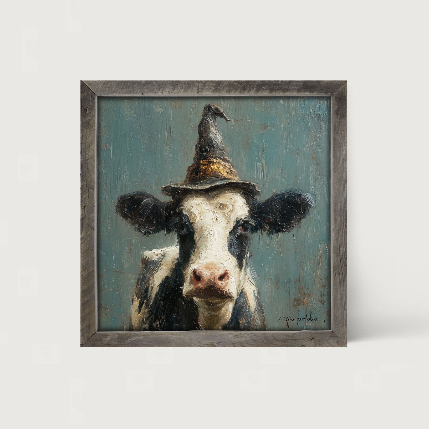 Witch Hat Cow - Framed Art
