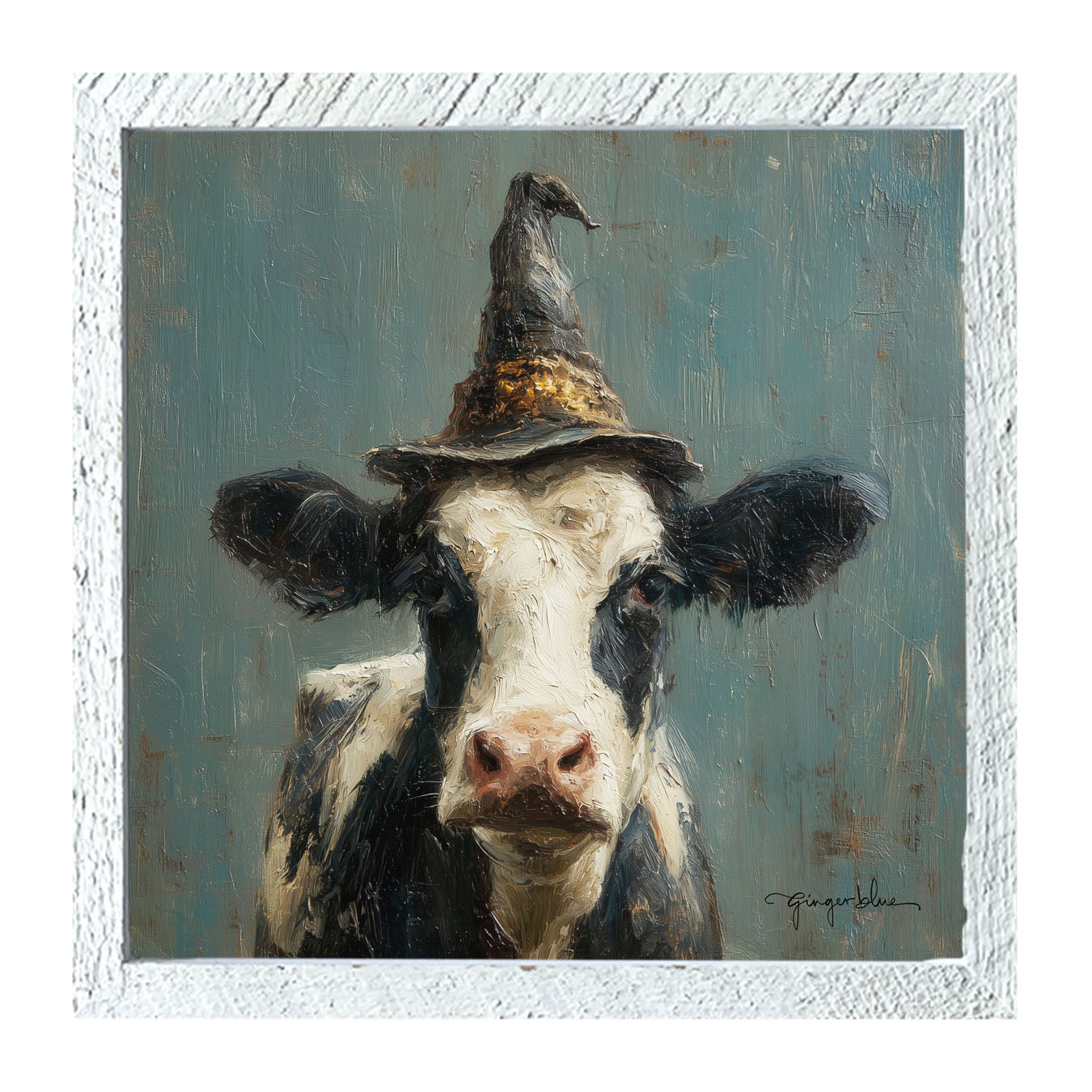 Witch Hat Cow - Framed Art