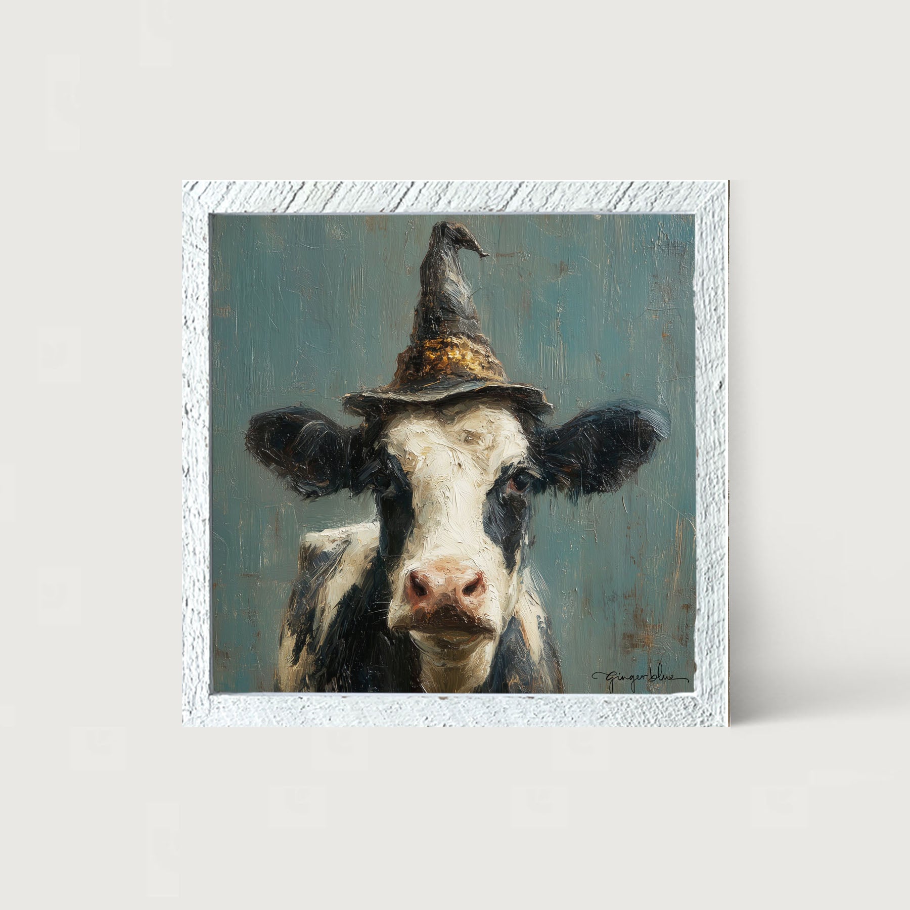 Witch Hat Cow - Framed Art
