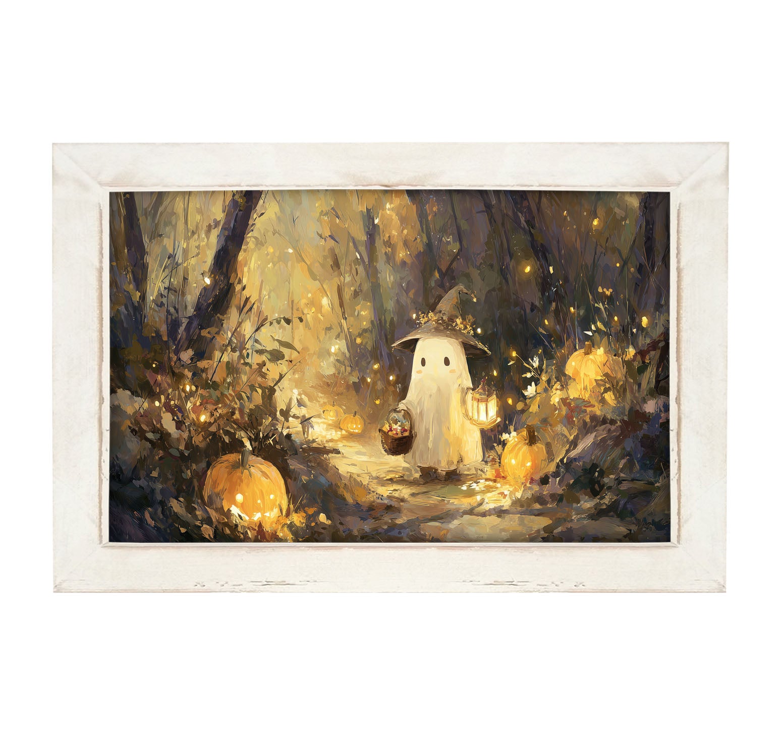 Halloween Friends - Ghost on Path - Framed Art