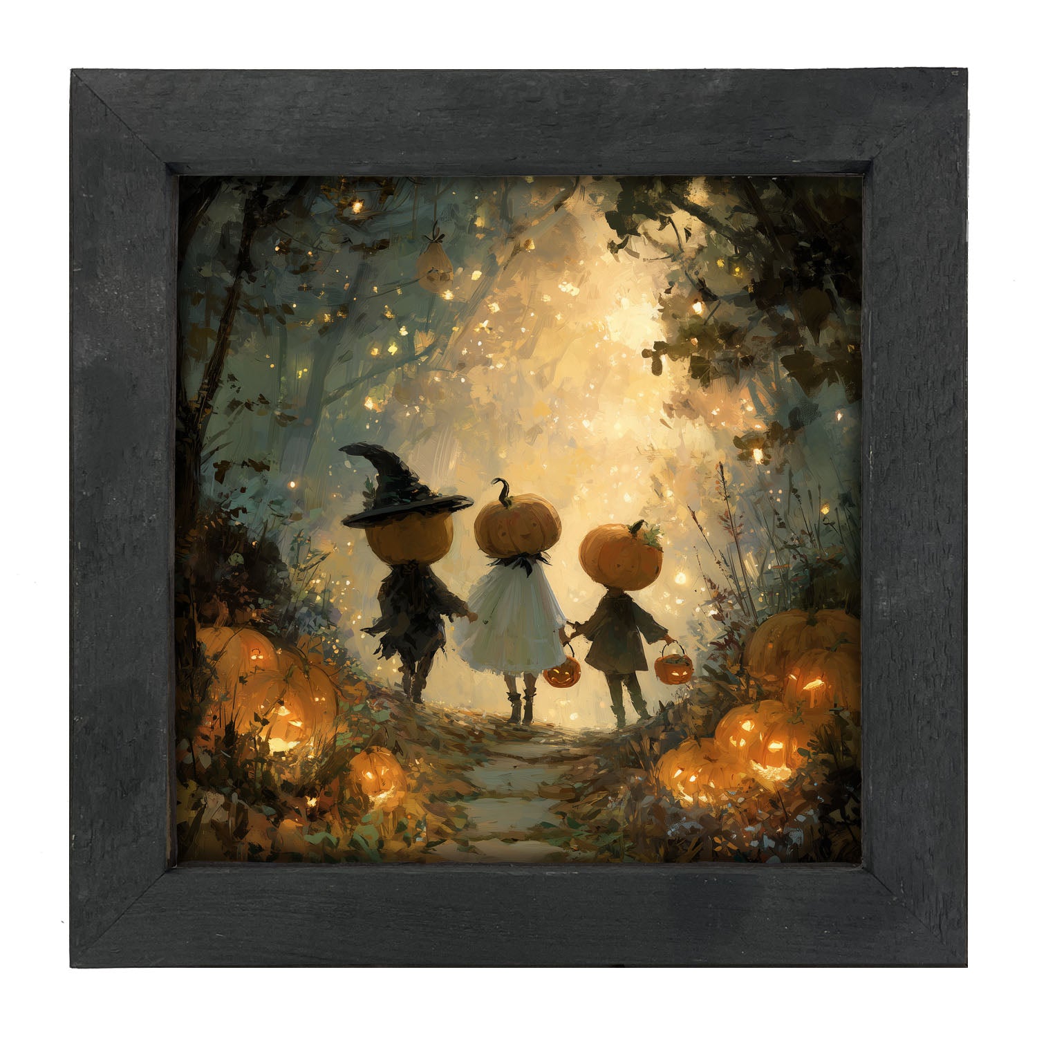 Halloween Friends - Trio of Trick or Treaters - Framed Art