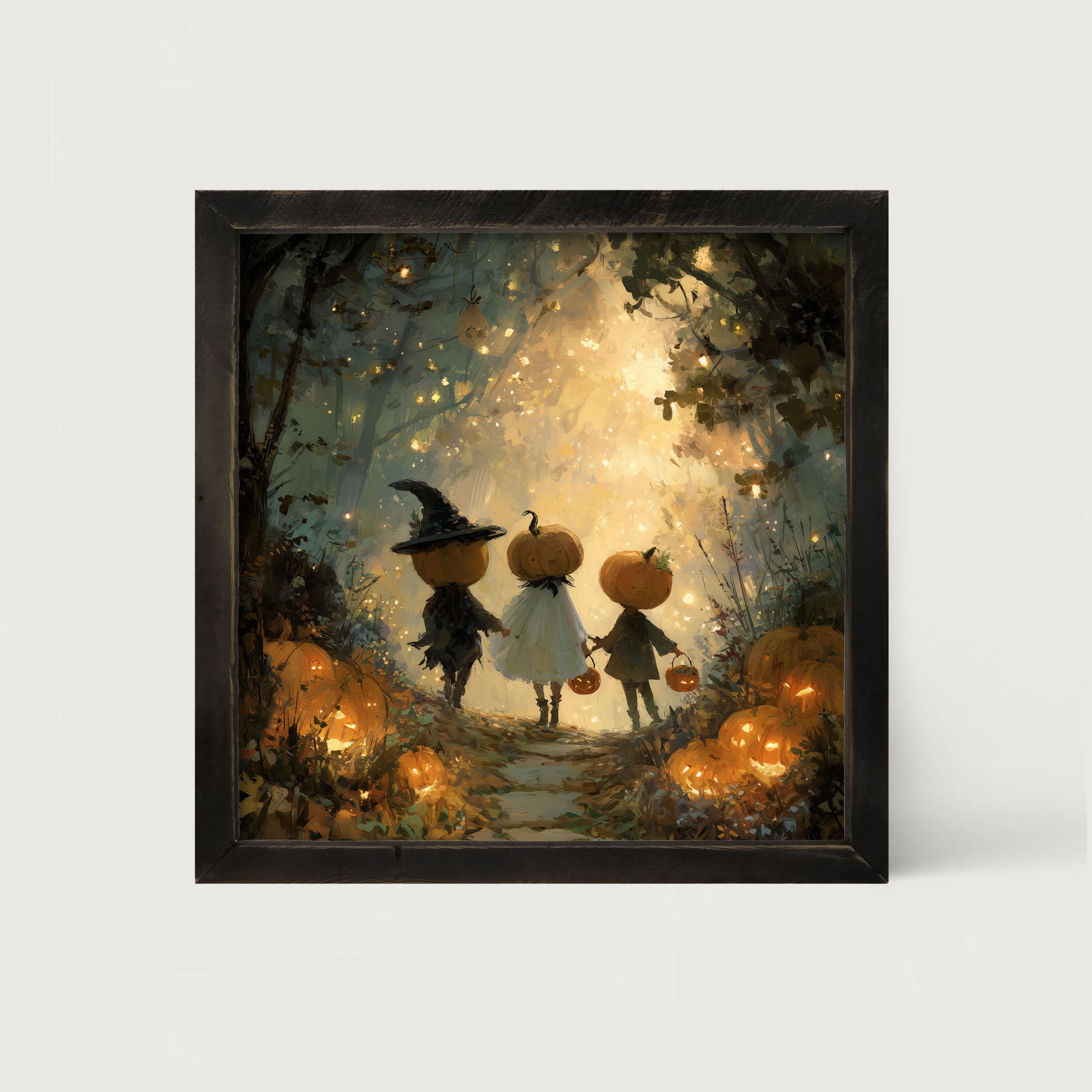 Halloween Friends - Trio of Trick or Treaters - Framed Art