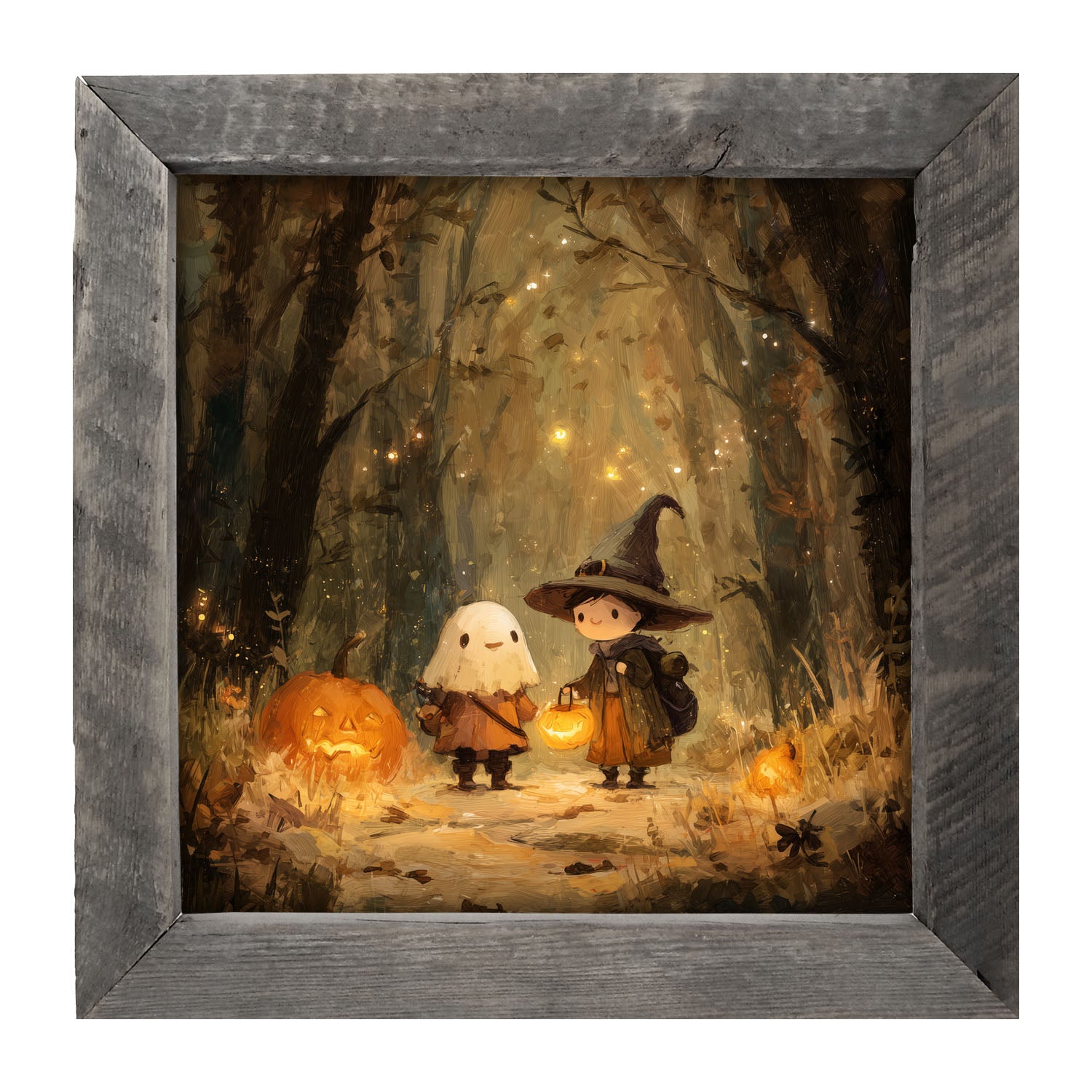 Halloween Friends - Ghost and Witch - Framed Art