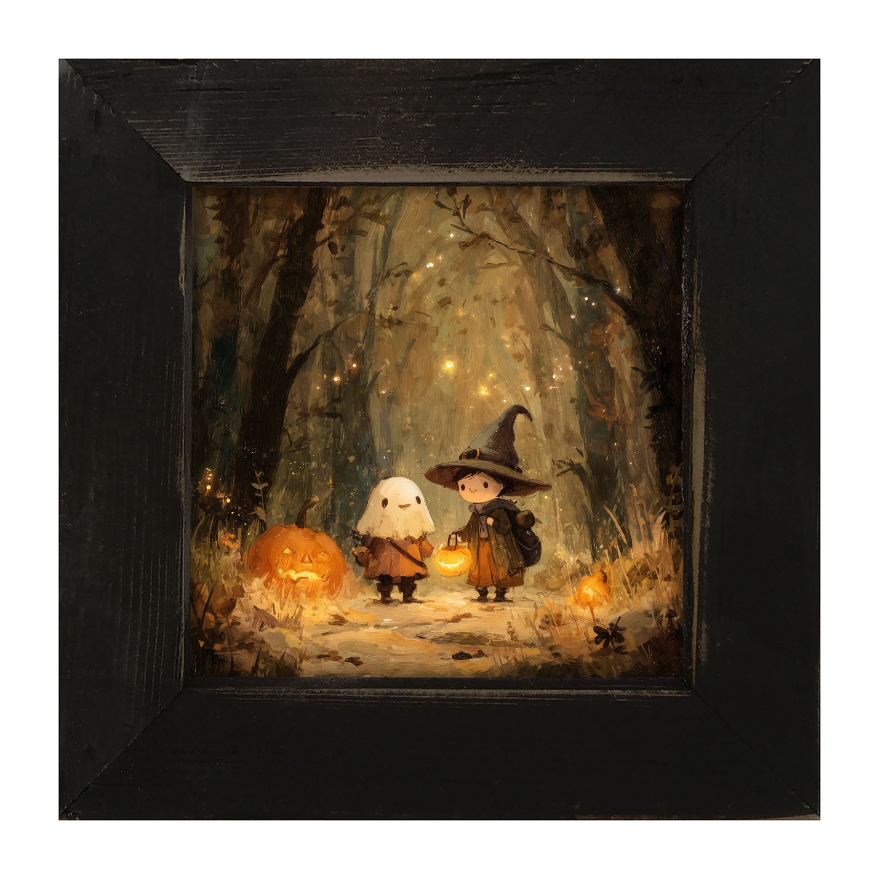 Halloween Friends - Ghost and Witch - Framed Art