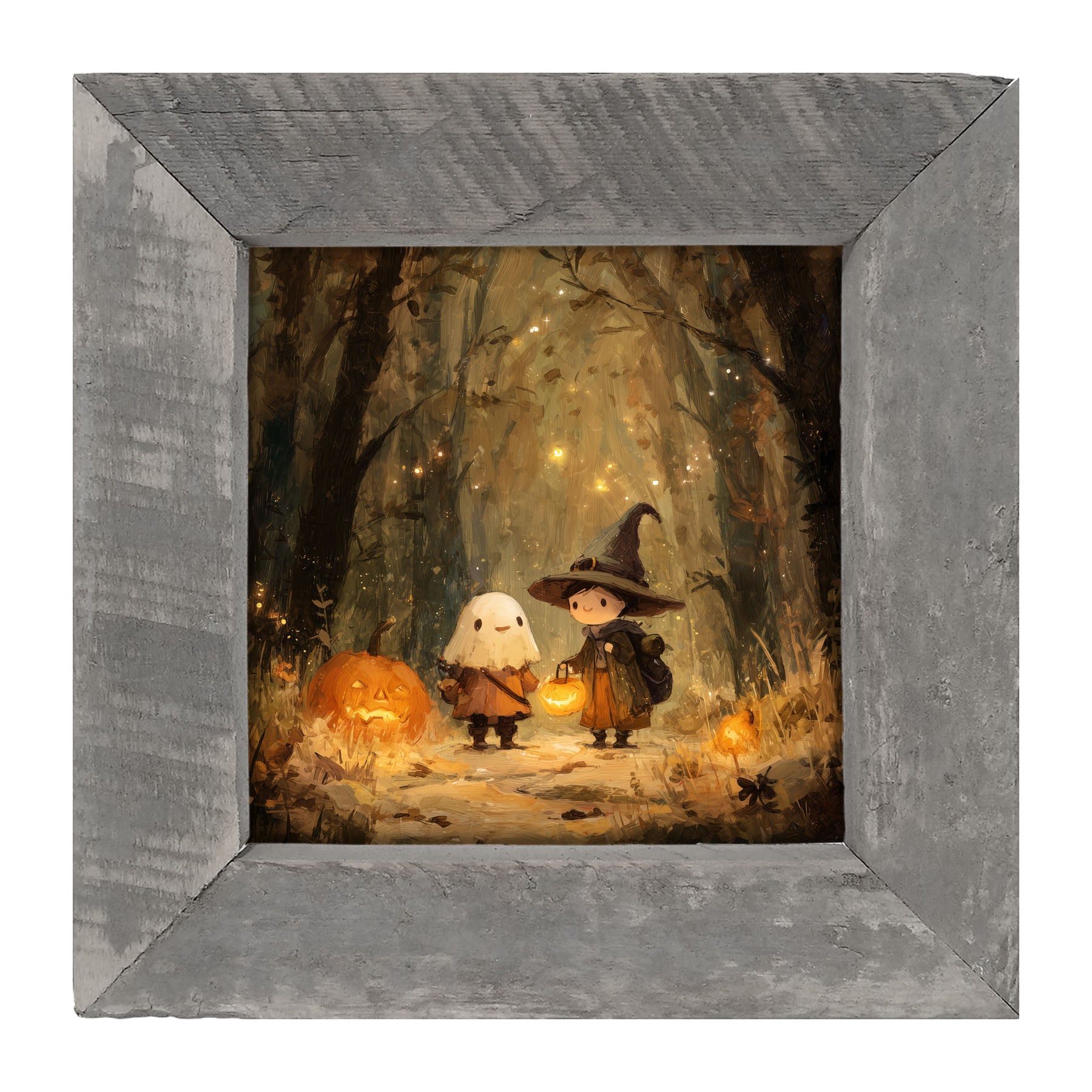 Halloween Friends - Ghost and Witch - Framed Art