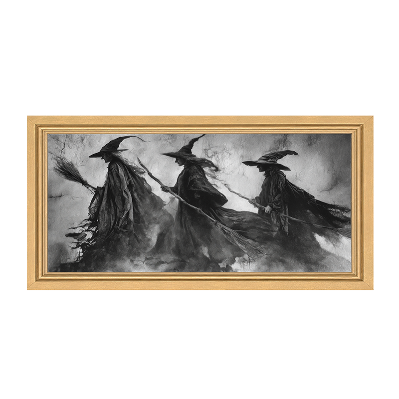 Three Shadow Witches Traveling Together - Framed Art