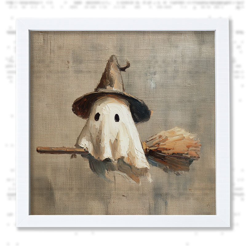Witchy Ghost Flying - Framed Art