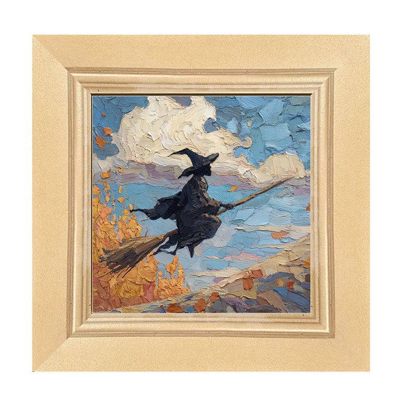 Flying Witch with Clouds - Framed Art