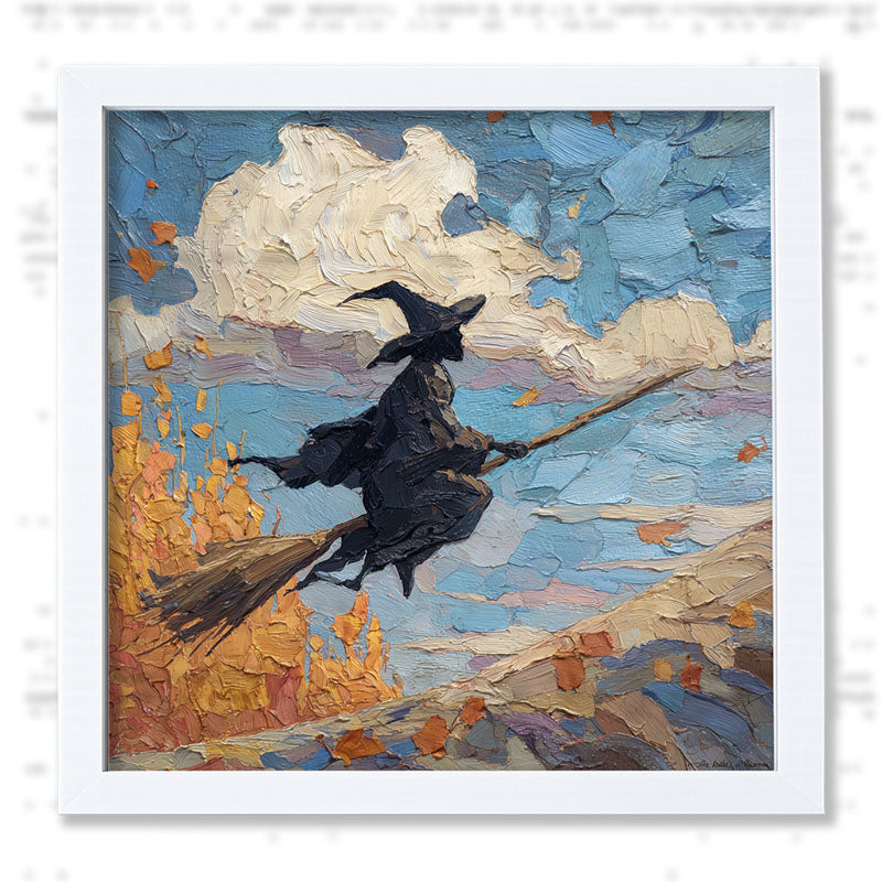Flying Witch with Clouds - Framed Art