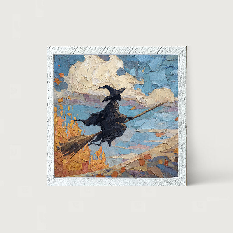Flying Witch with Clouds - Framed Art