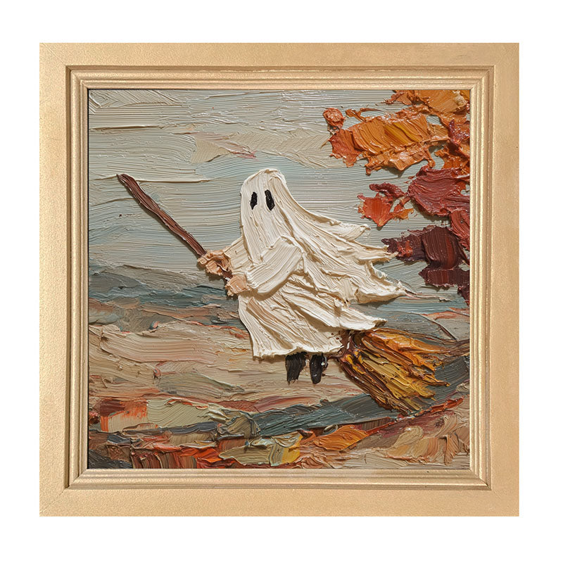 Ghost on Broom in Autumn - Framed Art
