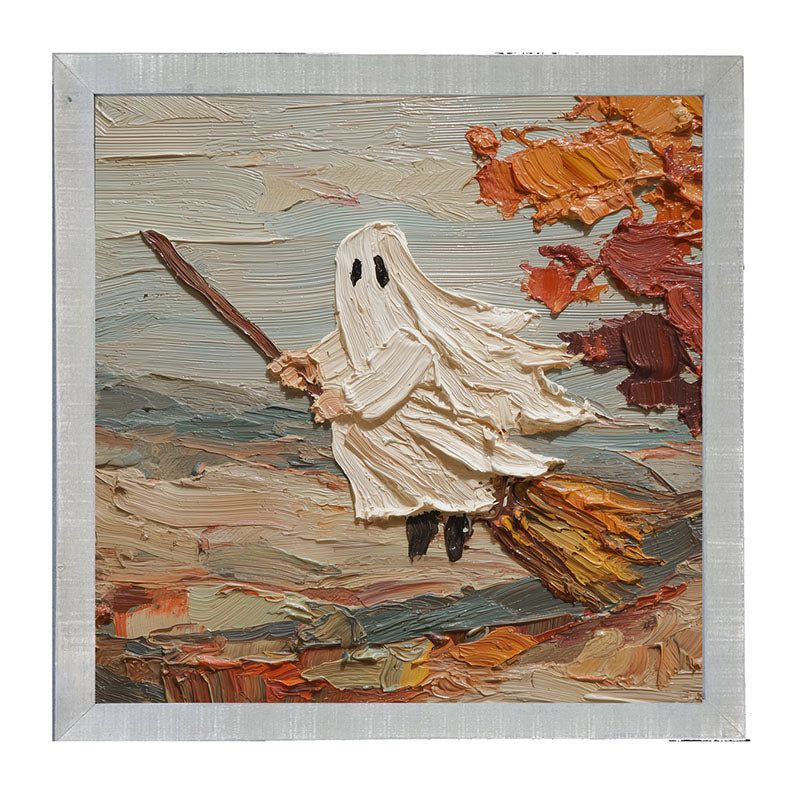 Ghost on Broom in Autumn - Framed Art