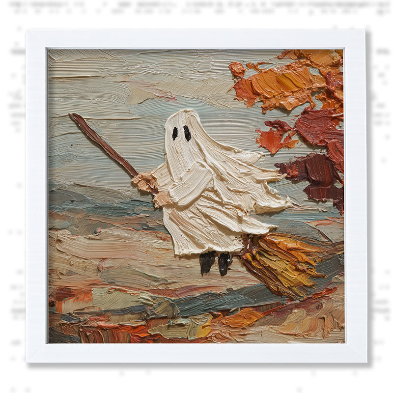 Ghost on Broom in Autumn - Framed Art