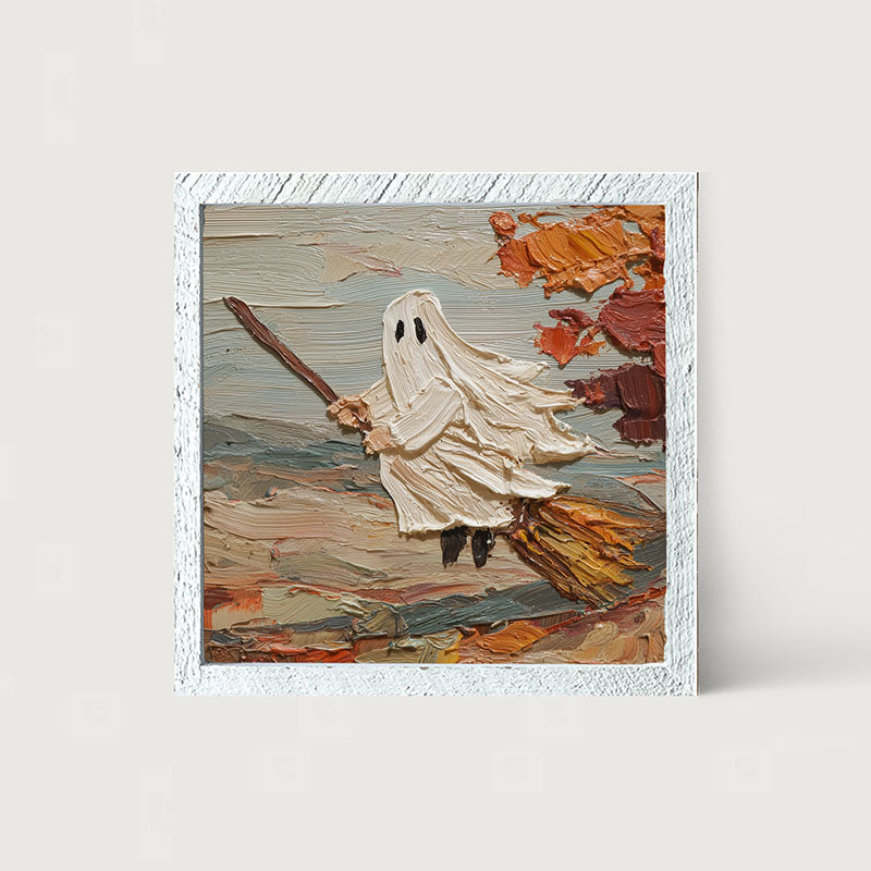 Ghost on Broom in Autumn - Framed Art