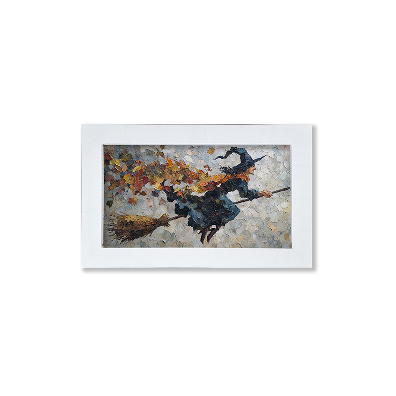 Flying Witch with Leaves - Framed Art