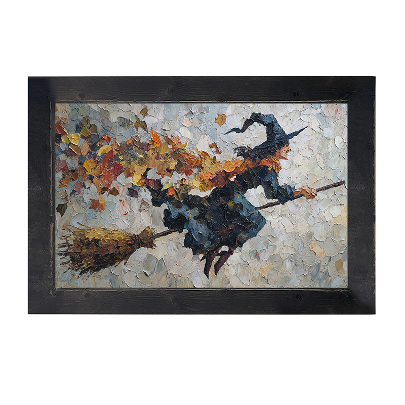 Flying Witch with Leaves - Framed Art