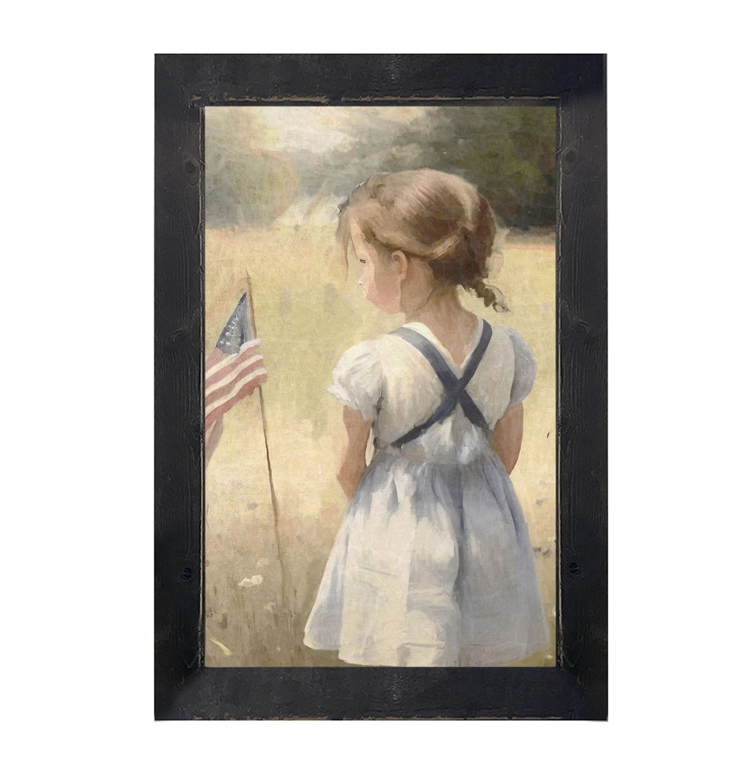 Girl with Flag - Framed-art