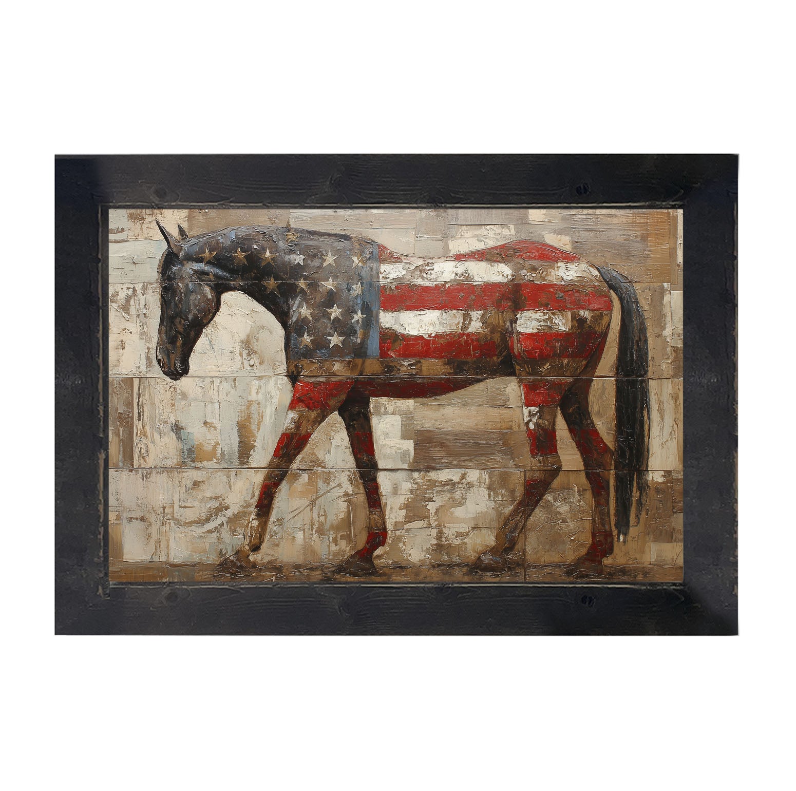 American Flag Horse - Framed Art