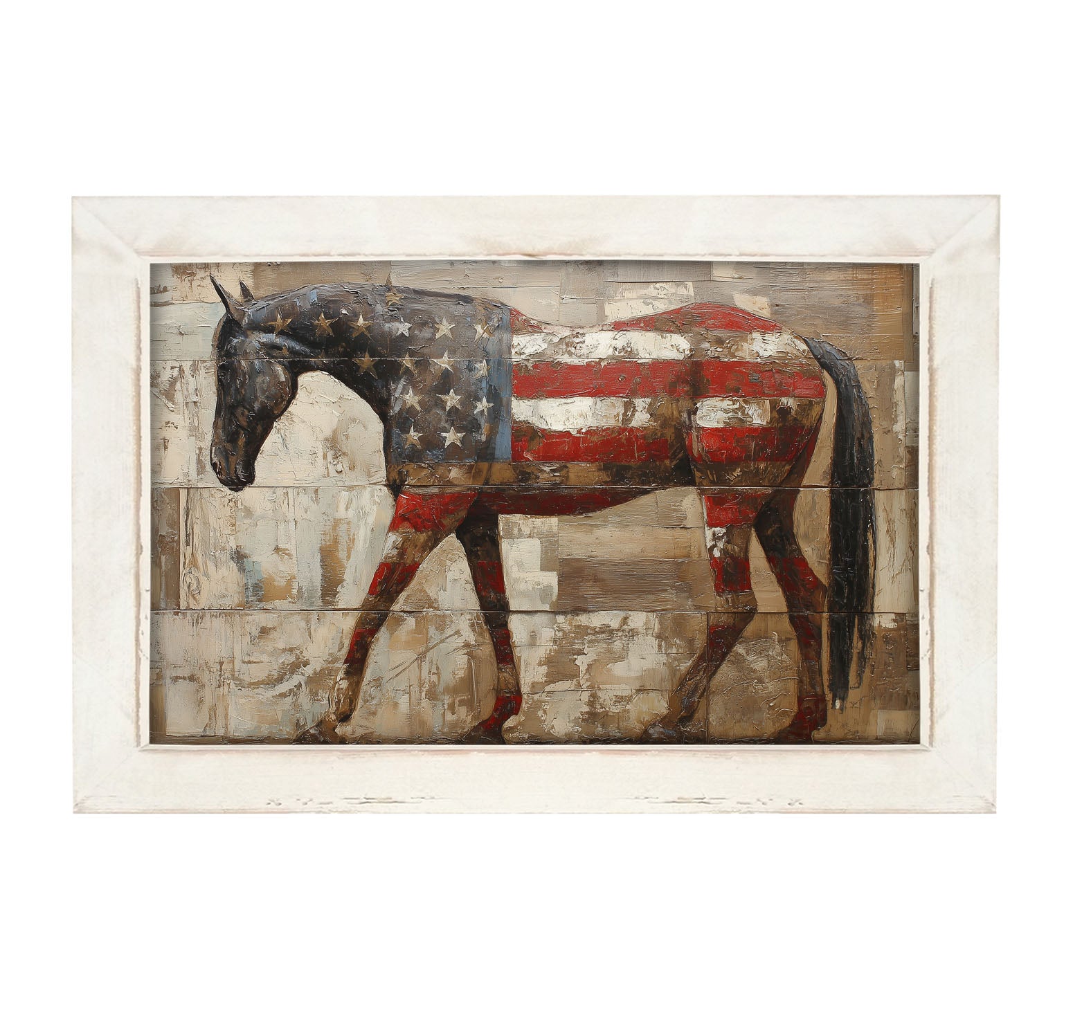 American Flag Horse - Framed Art