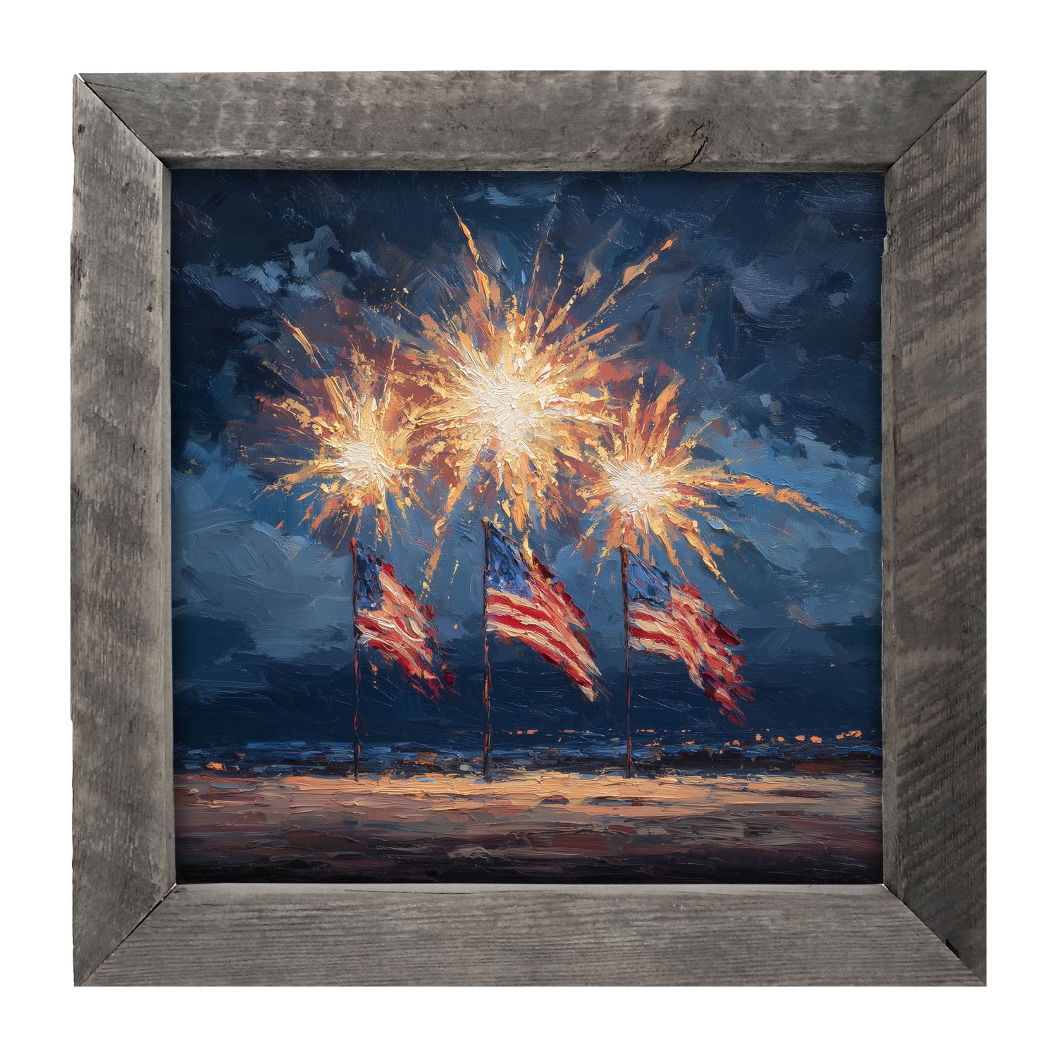 Beachside Fireworks - Framed Art