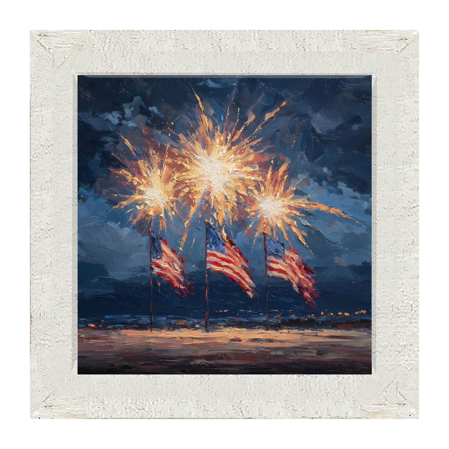 Beachside Fireworks - Framed Art