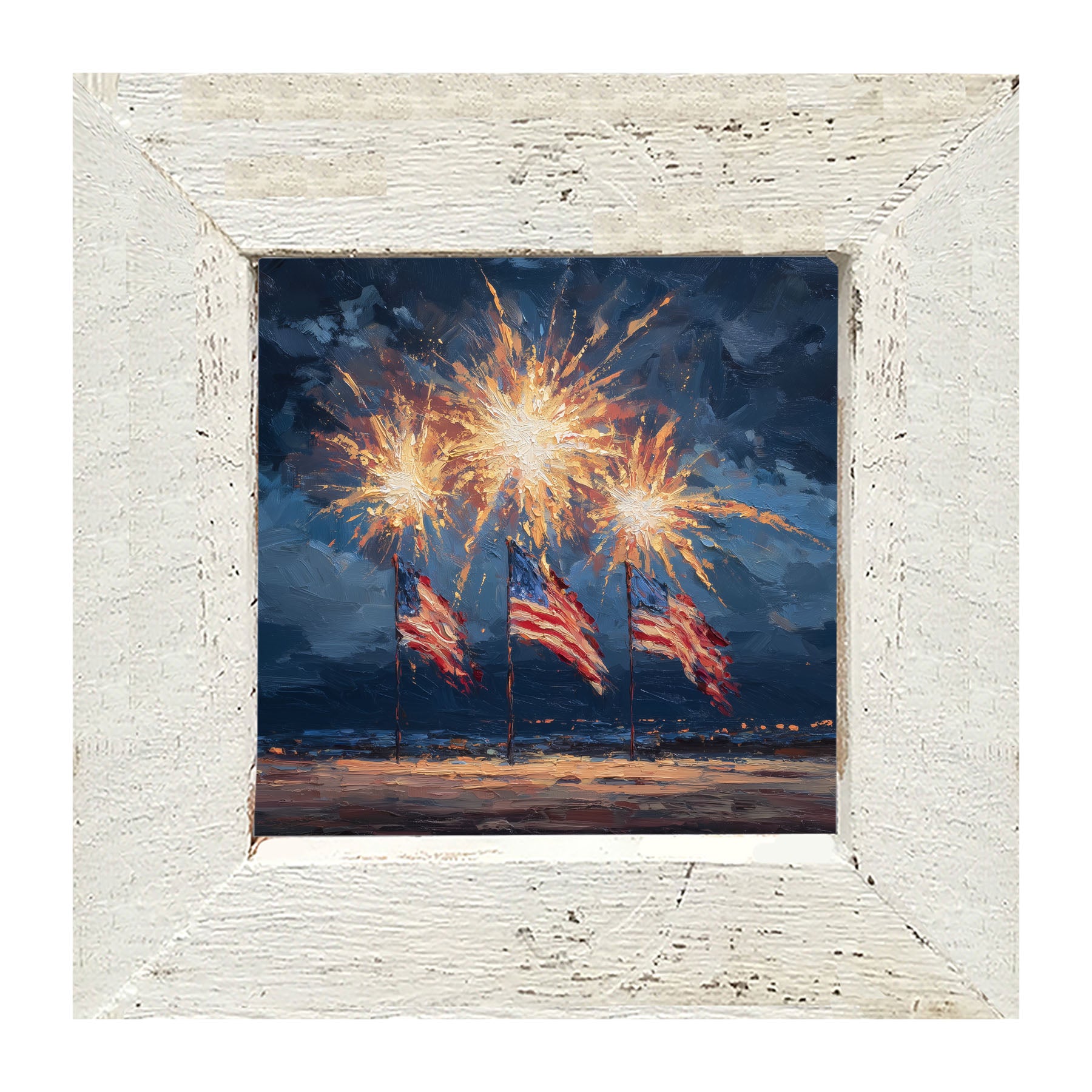 Beachside Fireworks - Framed Art