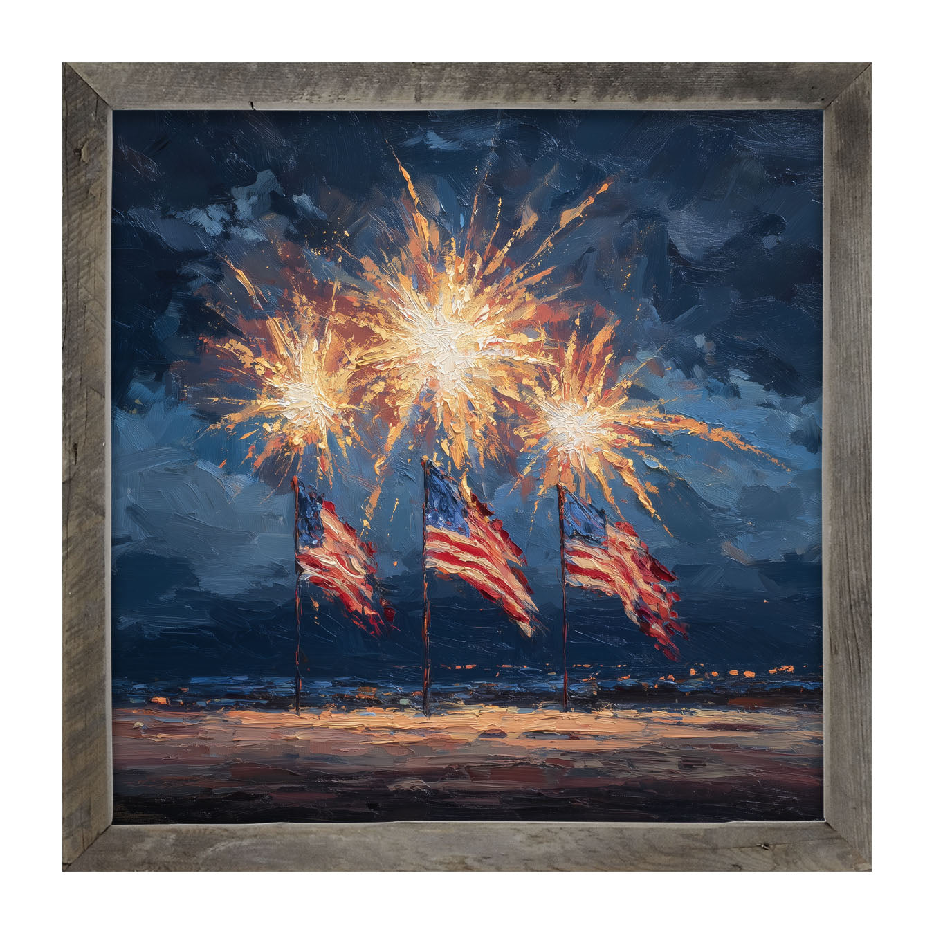 Beachside Fireworks - Framed Art