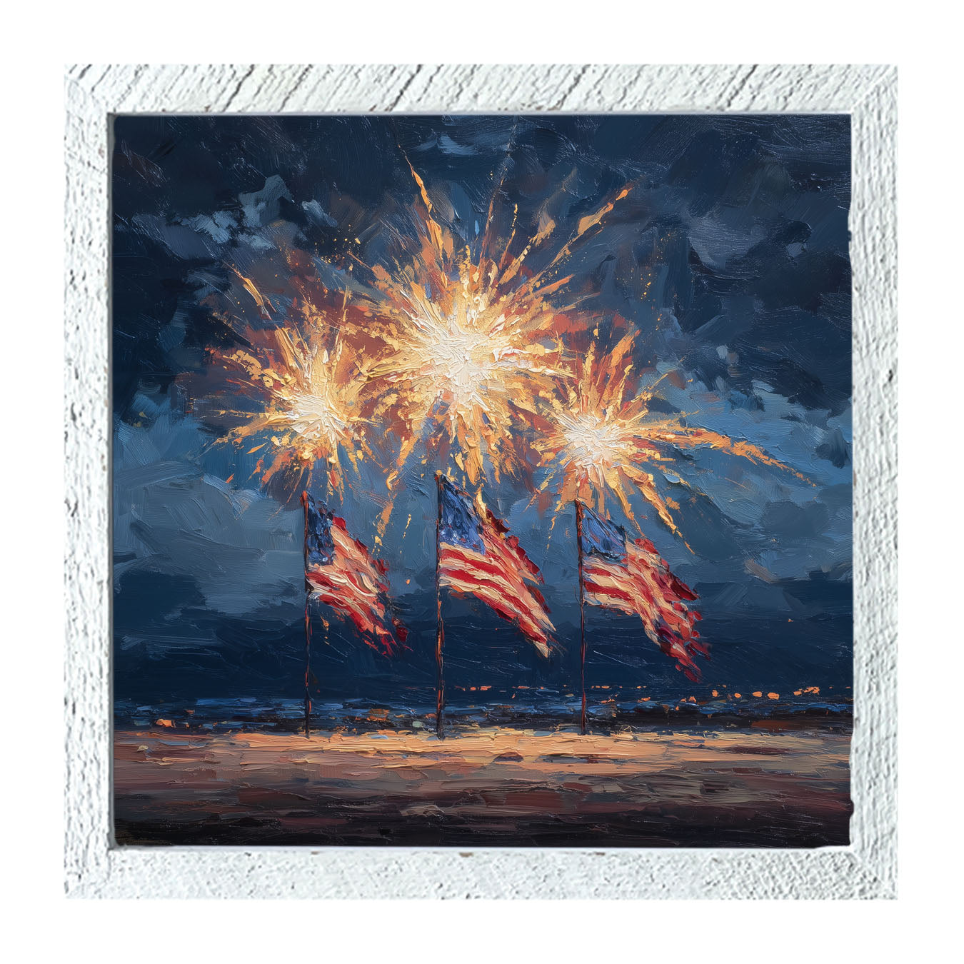 Beachside Fireworks - Framed Art