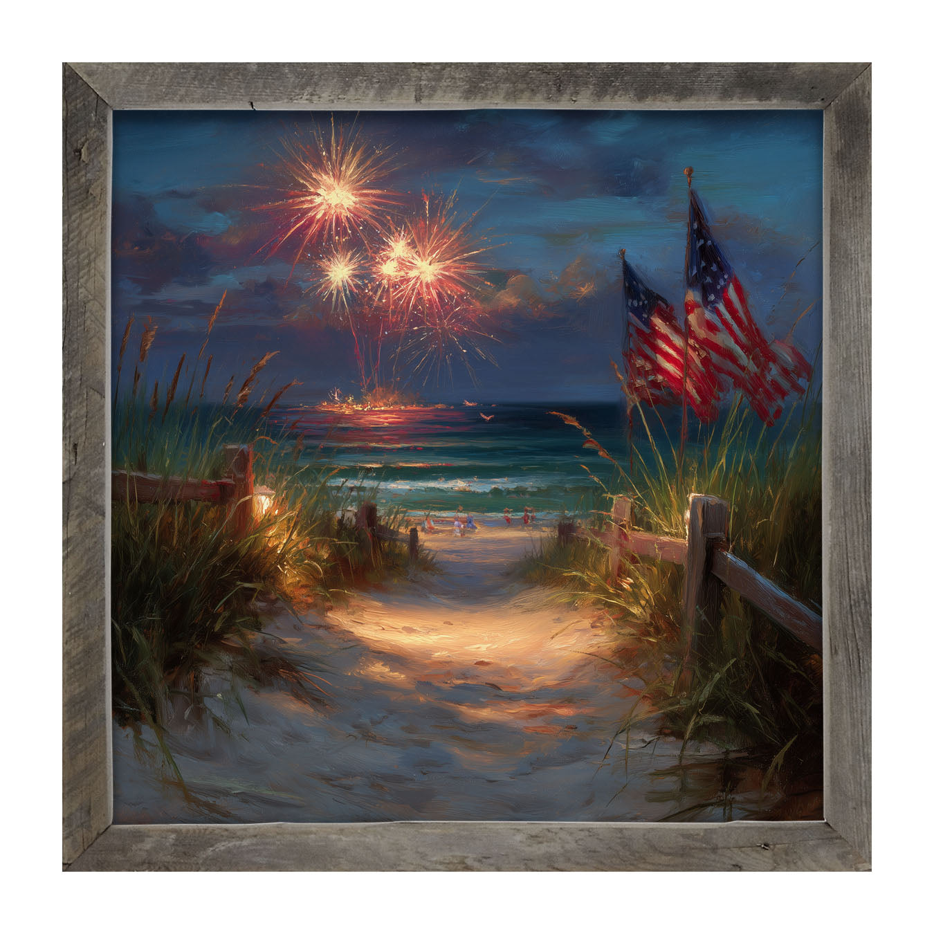 Sandy Path Fireworks - Framed Art