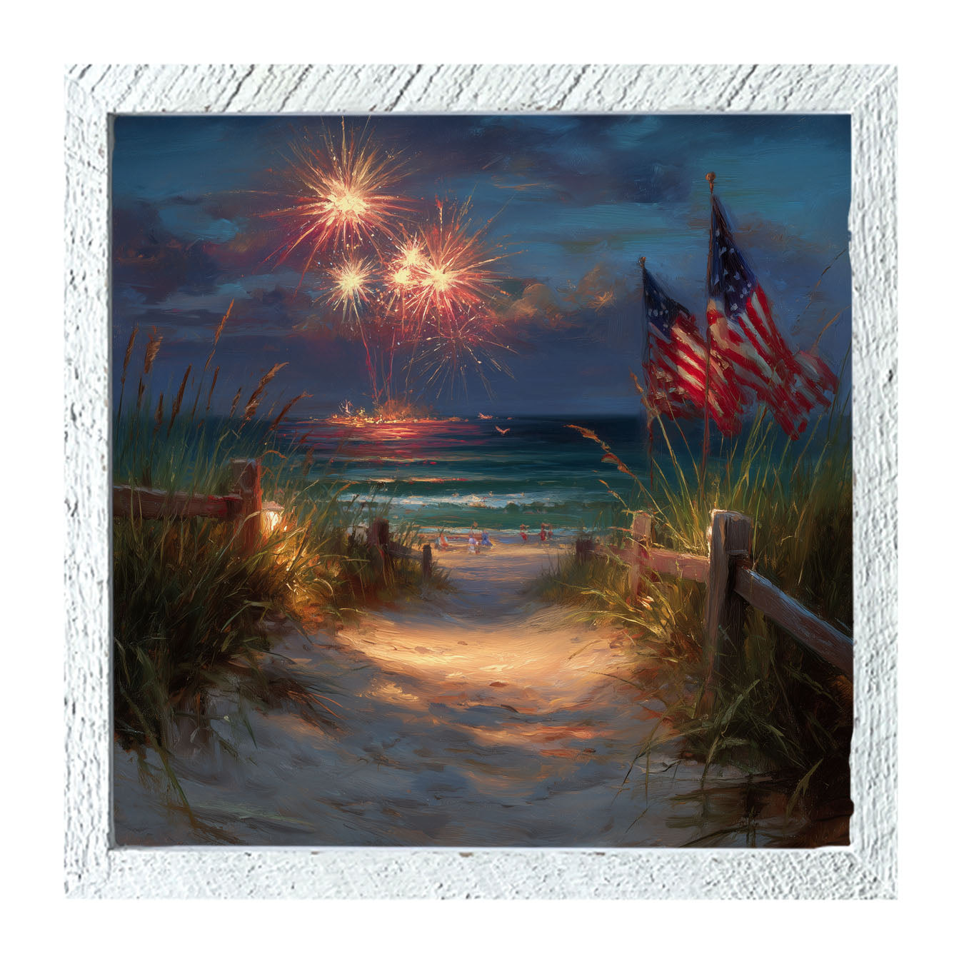 Sandy Path Fireworks - Framed Art