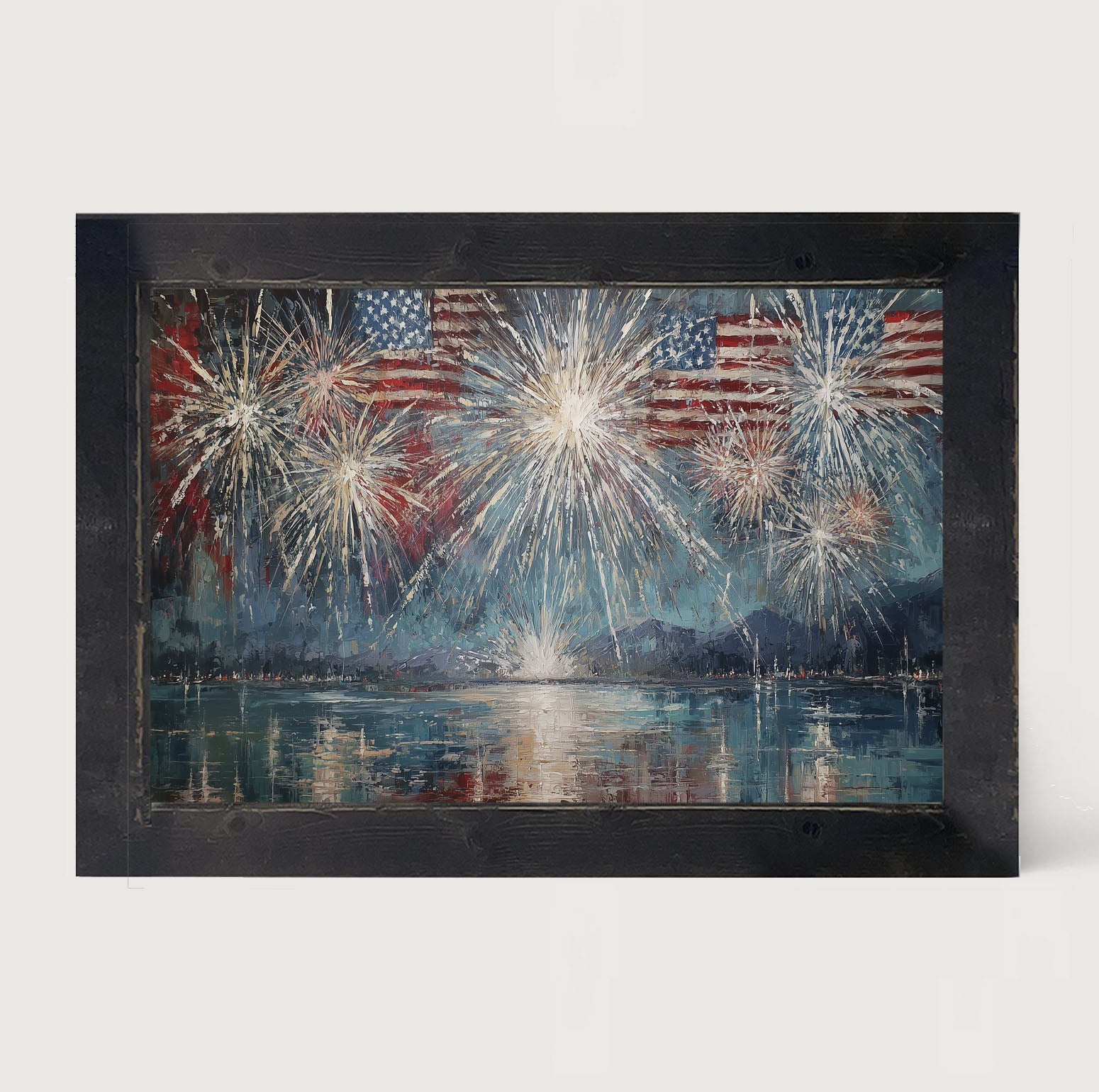 Fireworks over the Lake - Framed Art