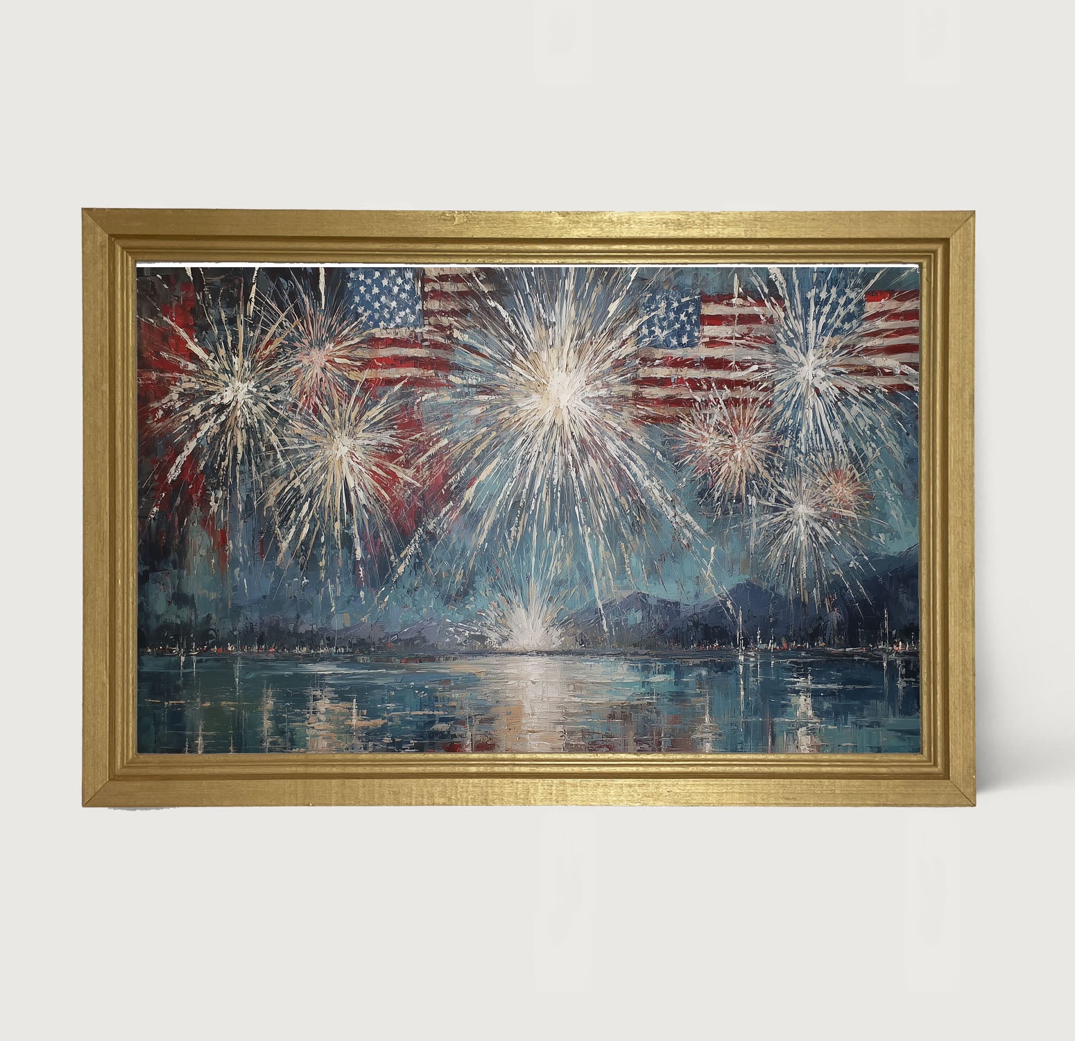 Fireworks over the Lake - Framed Art