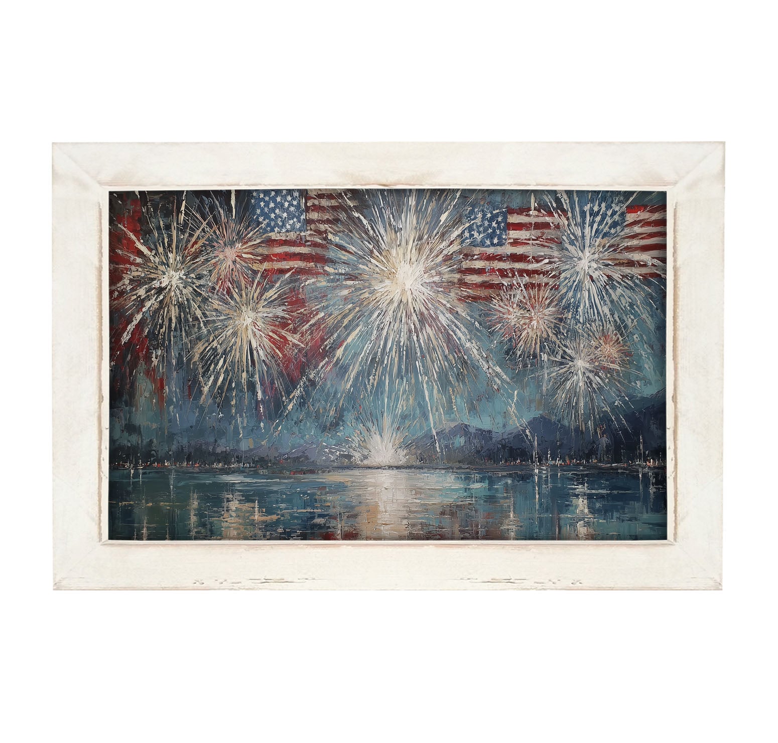 Fireworks over the Lake - Framed Art