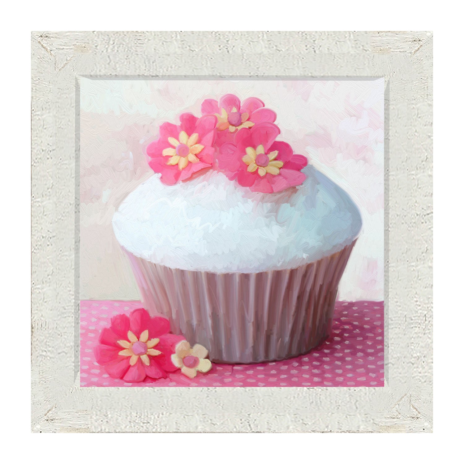 Pink Daisy Cupcake - Framed art