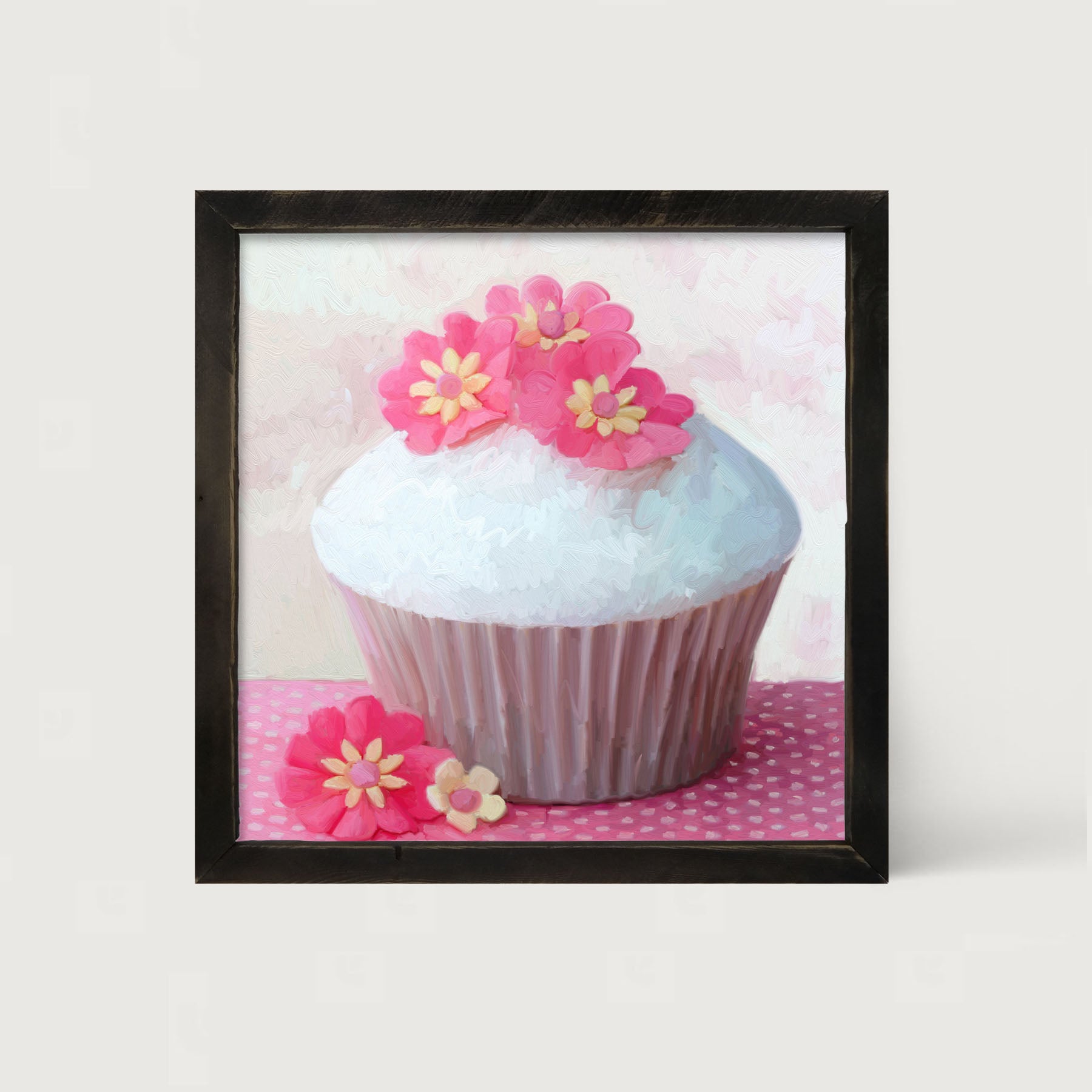 Pink Daisy Cupcake - Framed art