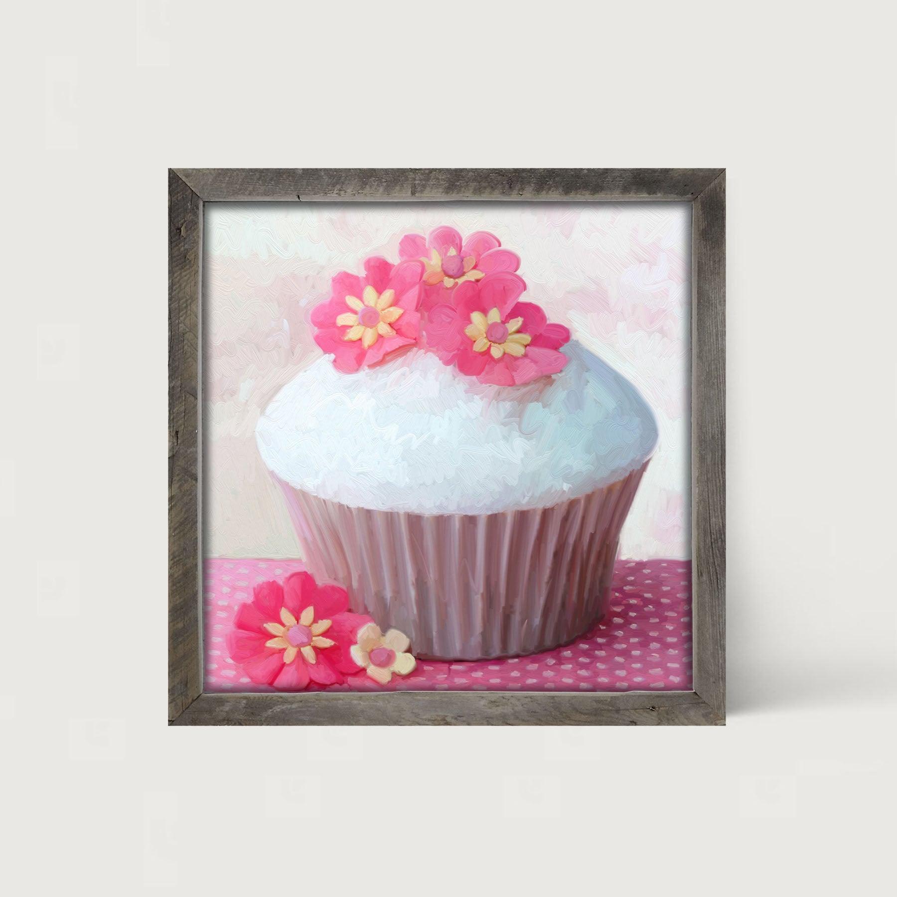 Pink Daisy Cupcake - Framed art