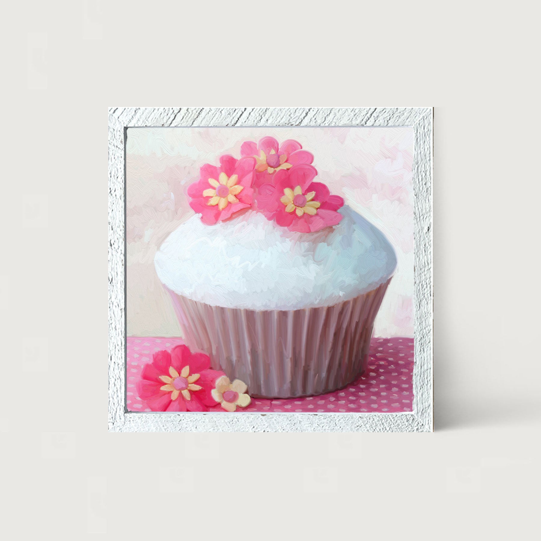 Pink Daisy Cupcake - Framed art