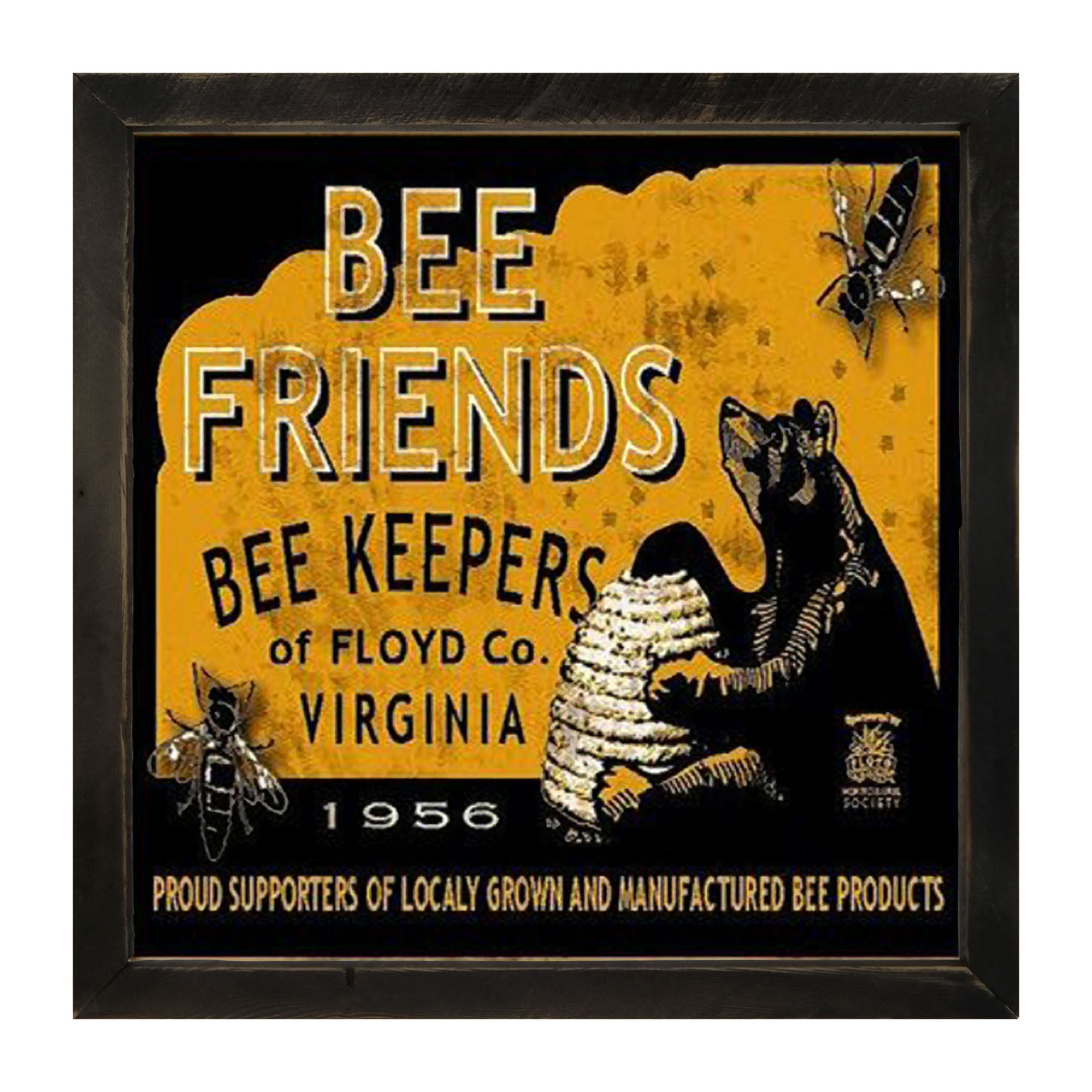 Bee Honey Food Label - Framed art