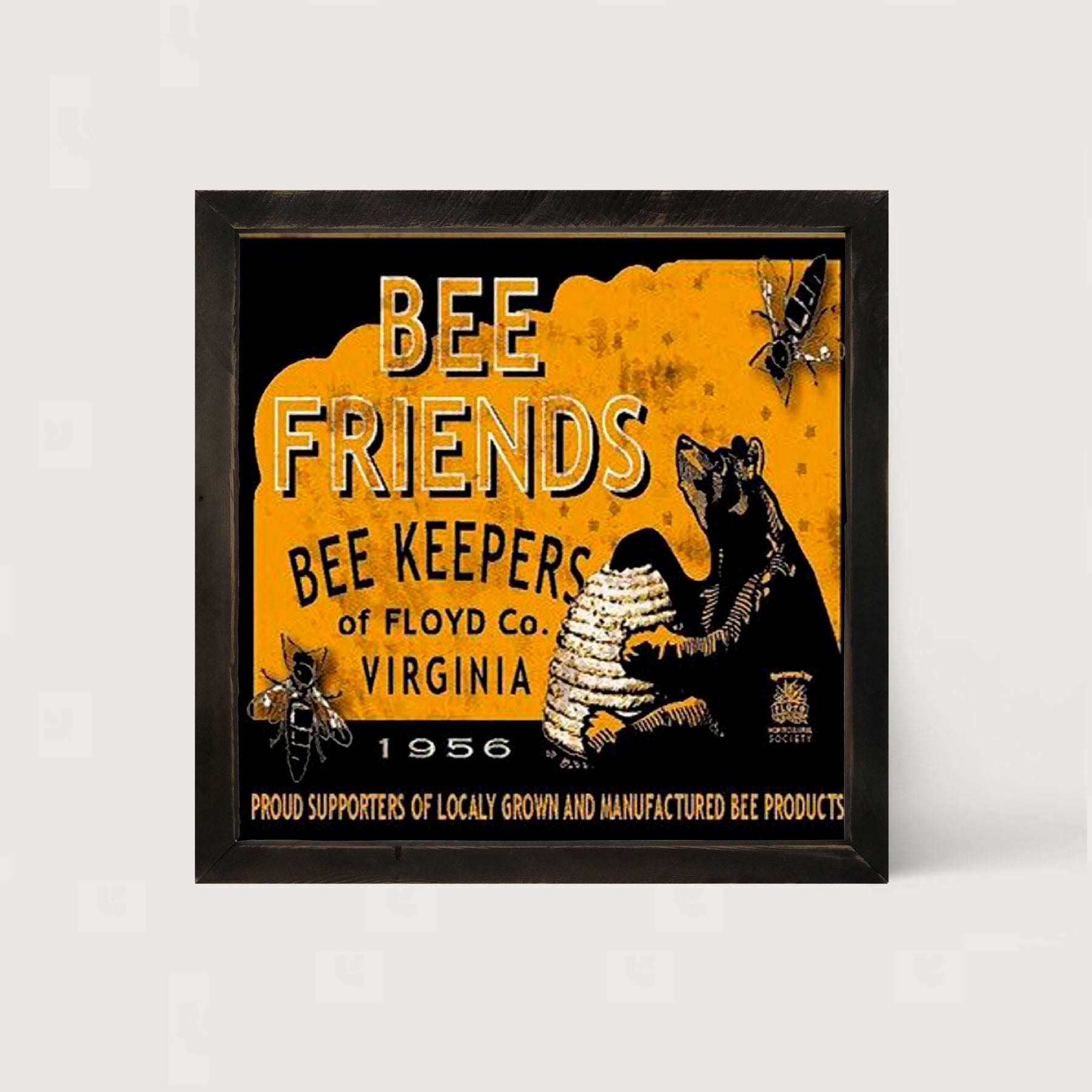 Bee Honey Food Label - Framed art