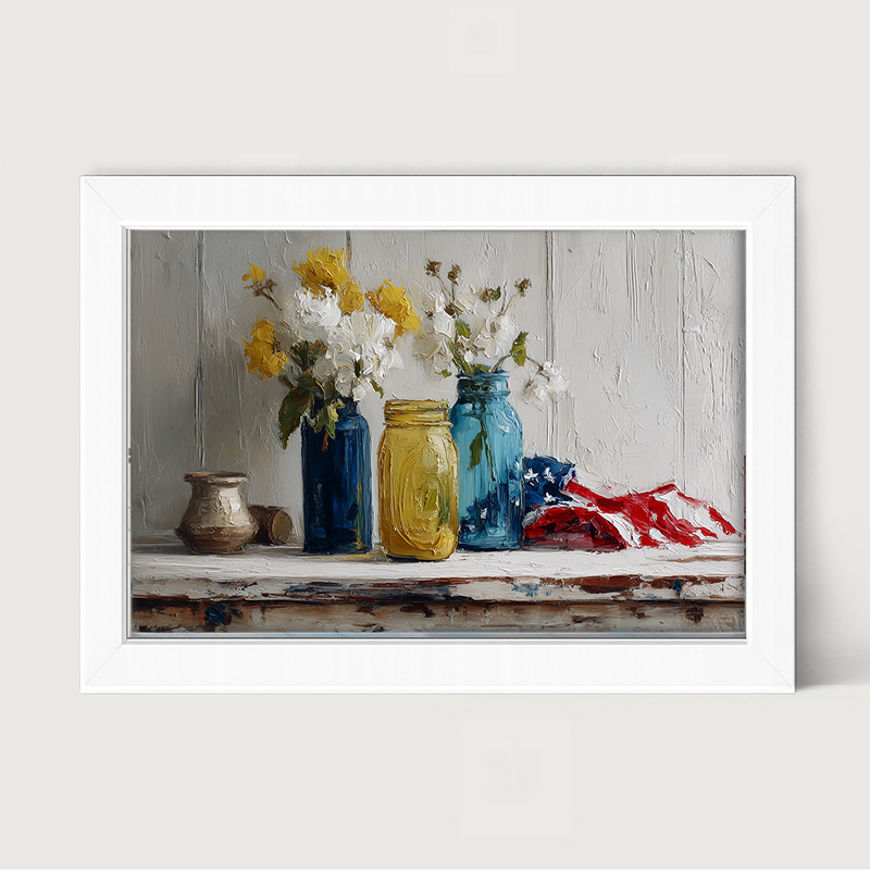 Sideboard Still Life - Jars with American Flag
