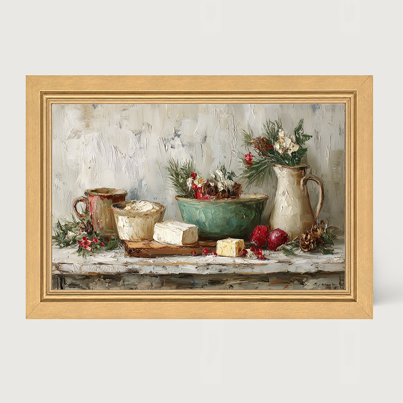 Sideboard Still Life - Pine Sprigs and Crockery