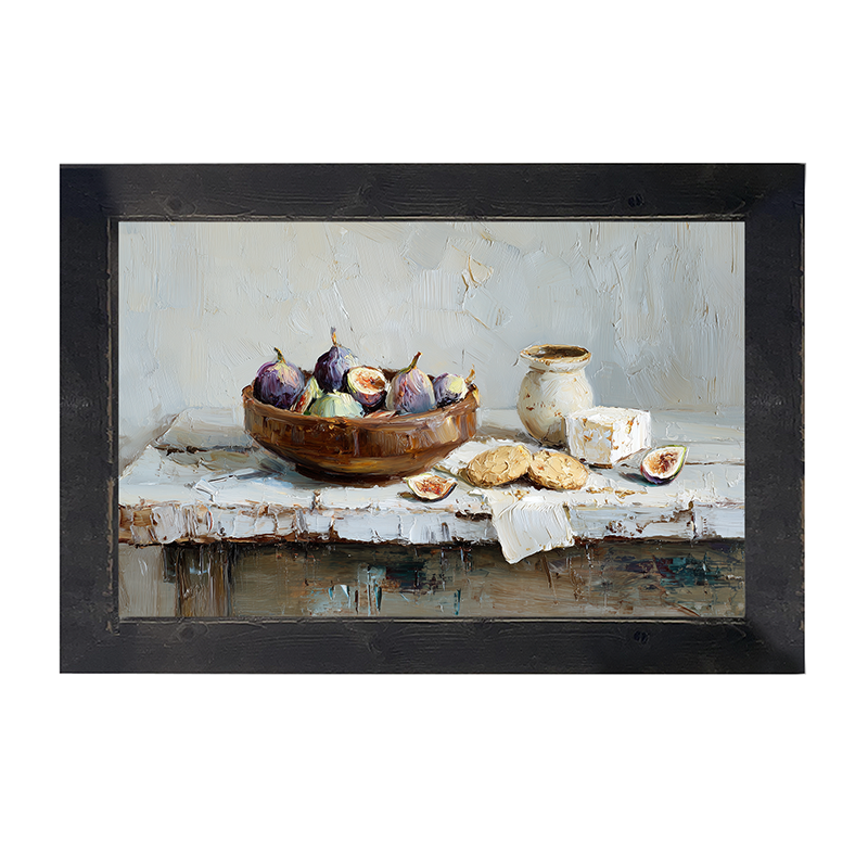 Sideboard Still Life - Figs and Cheese - Framed Art