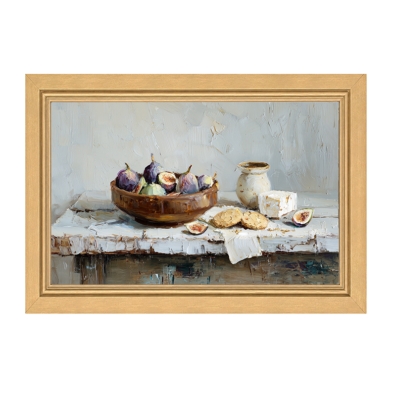 Sideboard Still Life - Figs and Cheese - Framed Art