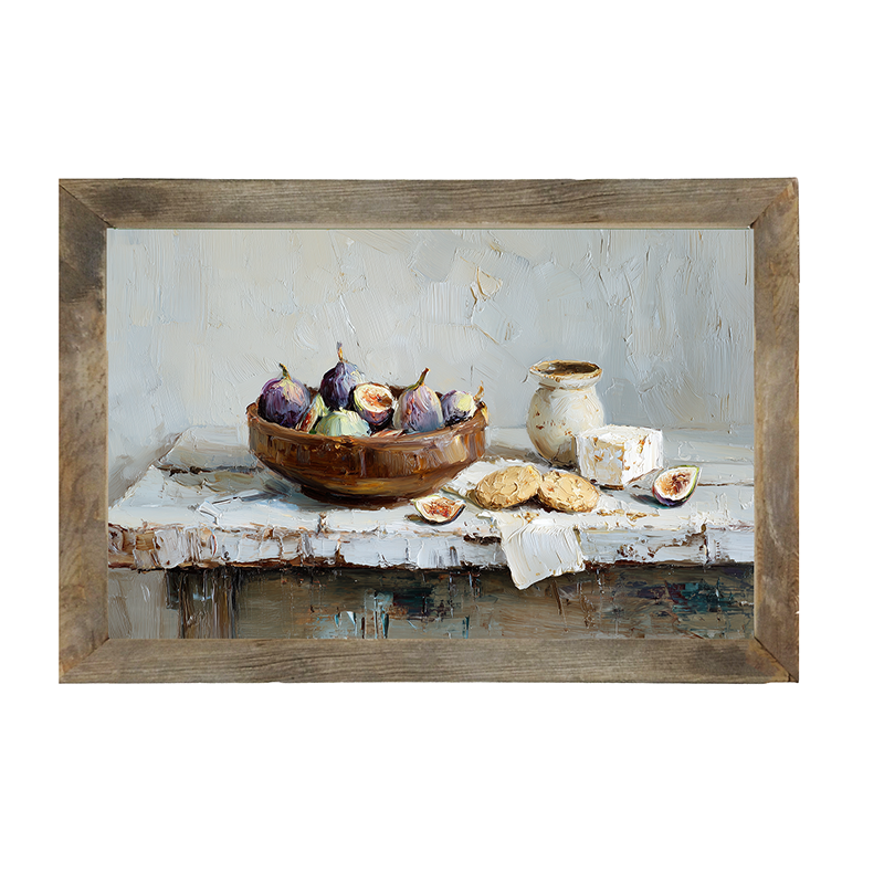 Sideboard Still Life - Figs and Cheese - Framed Art
