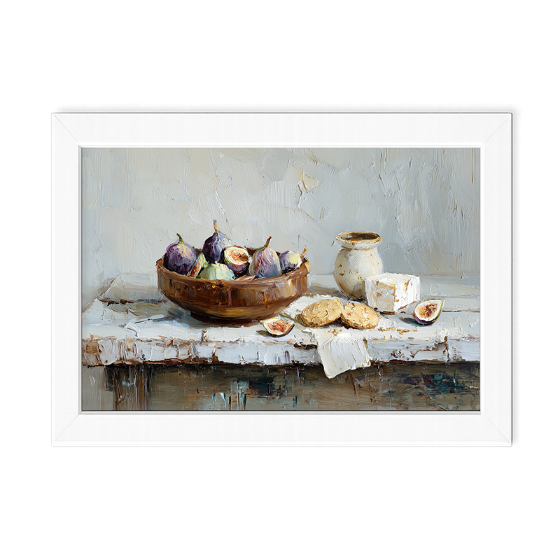 Sideboard Still Life - Figs and Cheese - Framed Art
