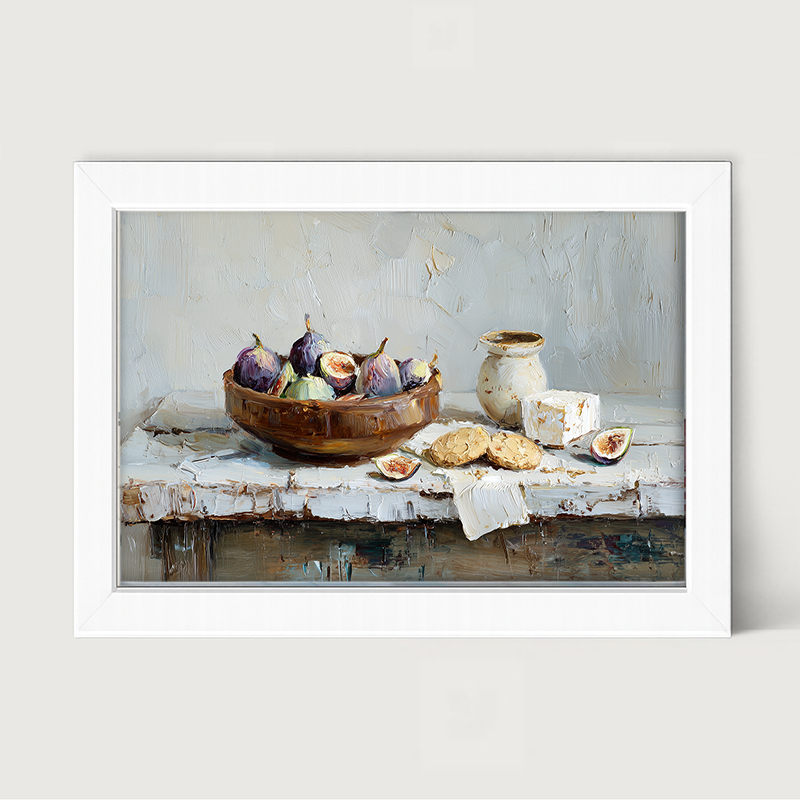 Sideboard Still Life - Figs and Cheese - Framed Art