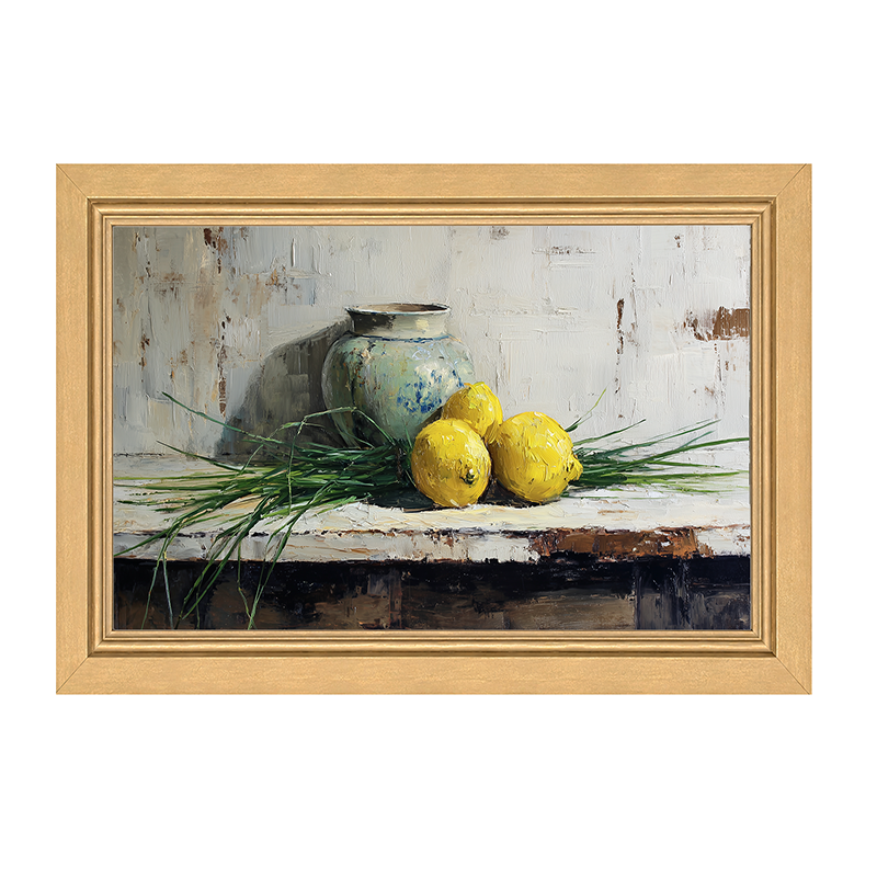 Sideboard Still Life - Three Lemons - Framed Art